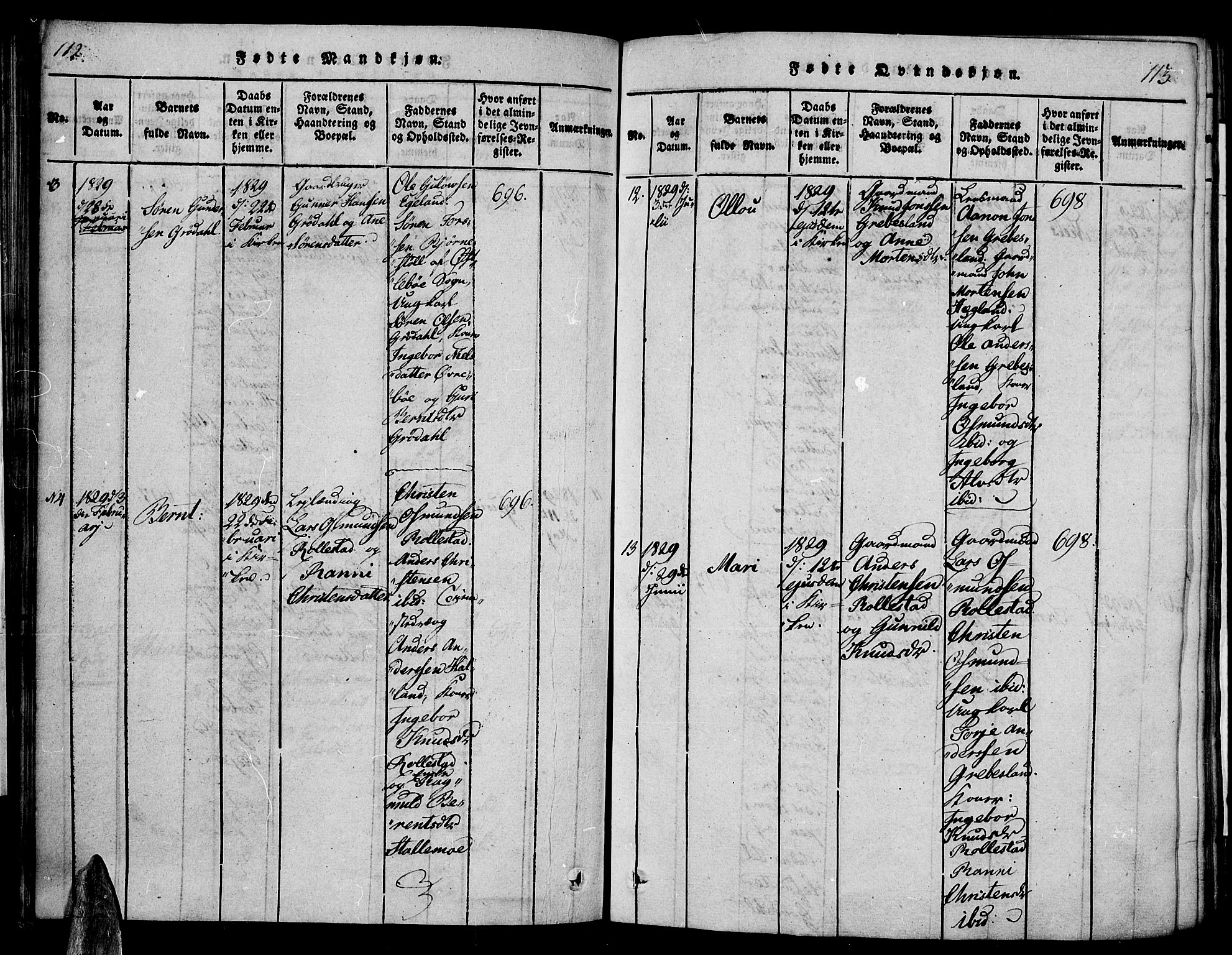 Vennesla sokneprestkontor, AV/SAK-1111-0045/Fa/Fac/L0003: Parish register (official) no. A 3, 1820-1834, p. 112-113