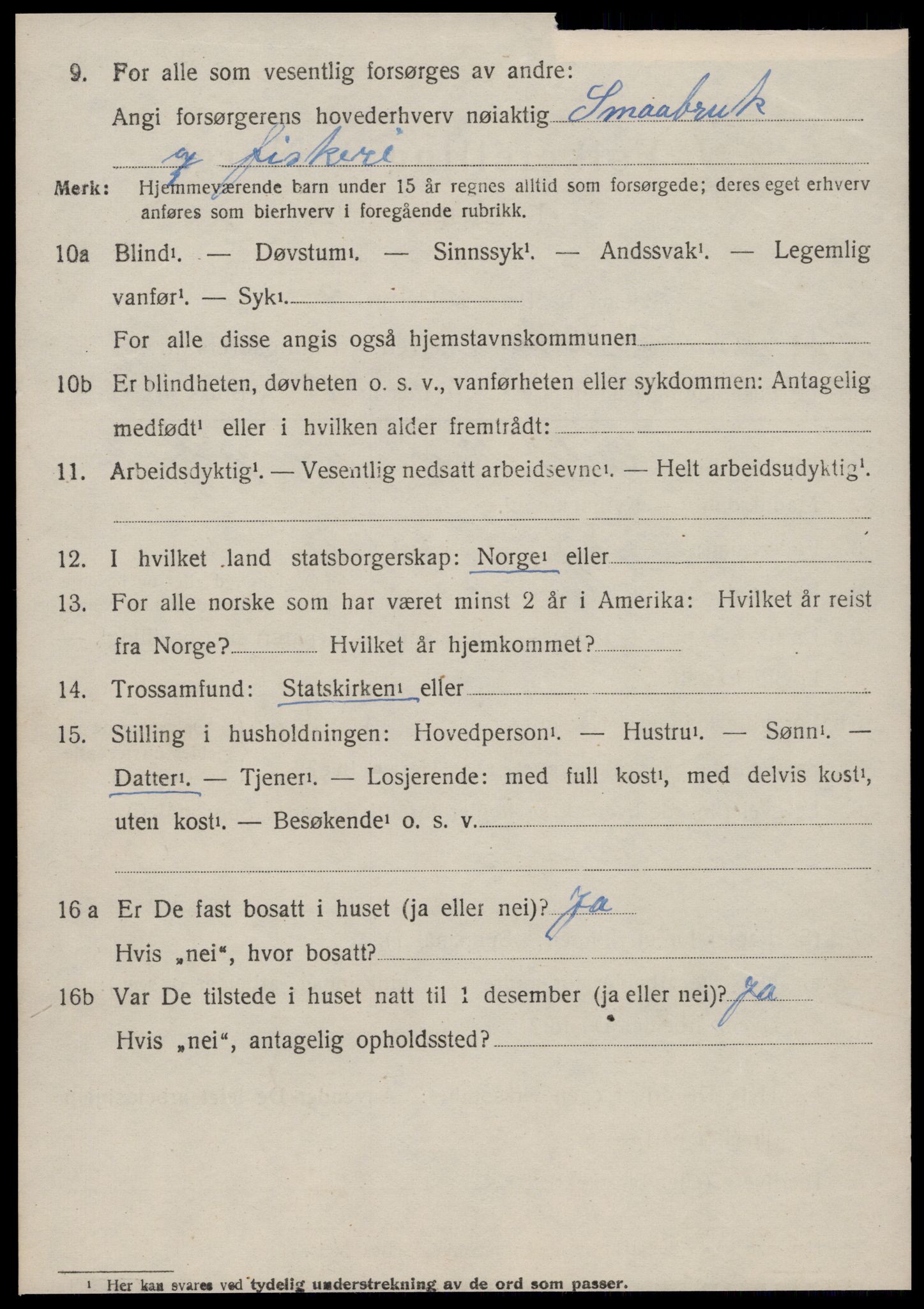 SAT, 1920 census for Borgund, 1920, p. 3309