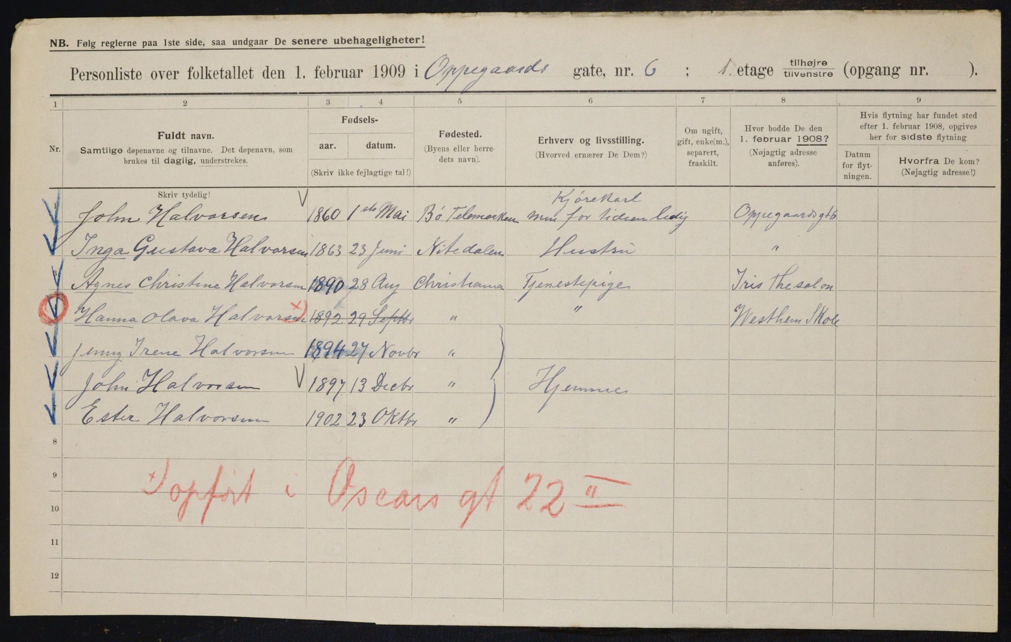 OBA, Municipal Census 1909 for Kristiania, 1909, p. 68575