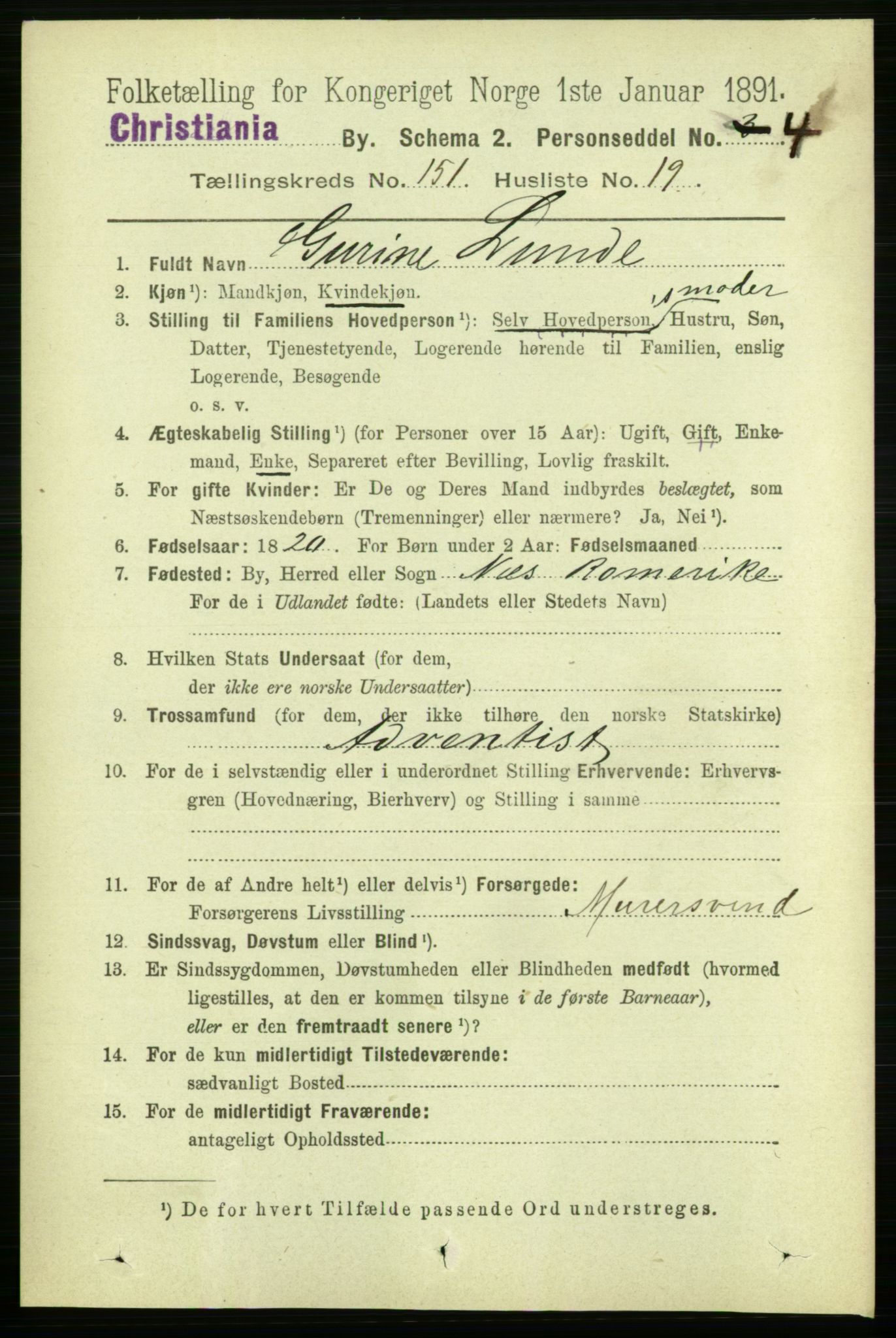 RA, 1891 census for 0301 Kristiania, 1891, p. 84877