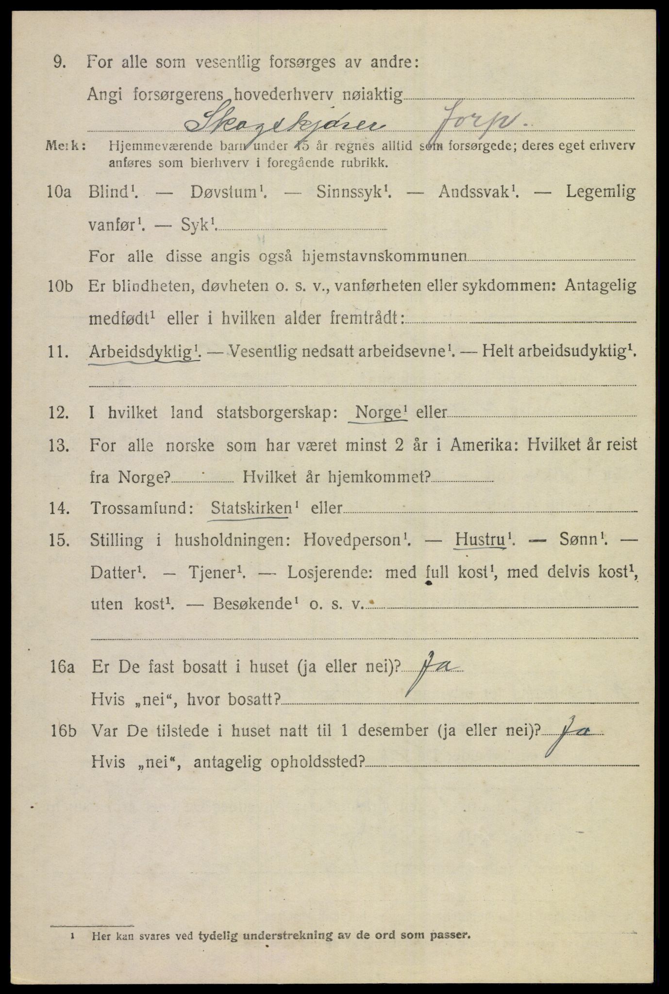 SAKO, 1920 census for Hole, 1920, p. 3540