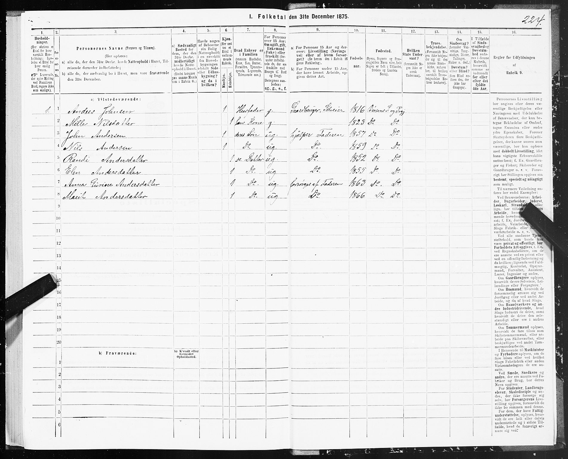 SAT, 1875 census for 1658P Børsa, 1875, p. 1224