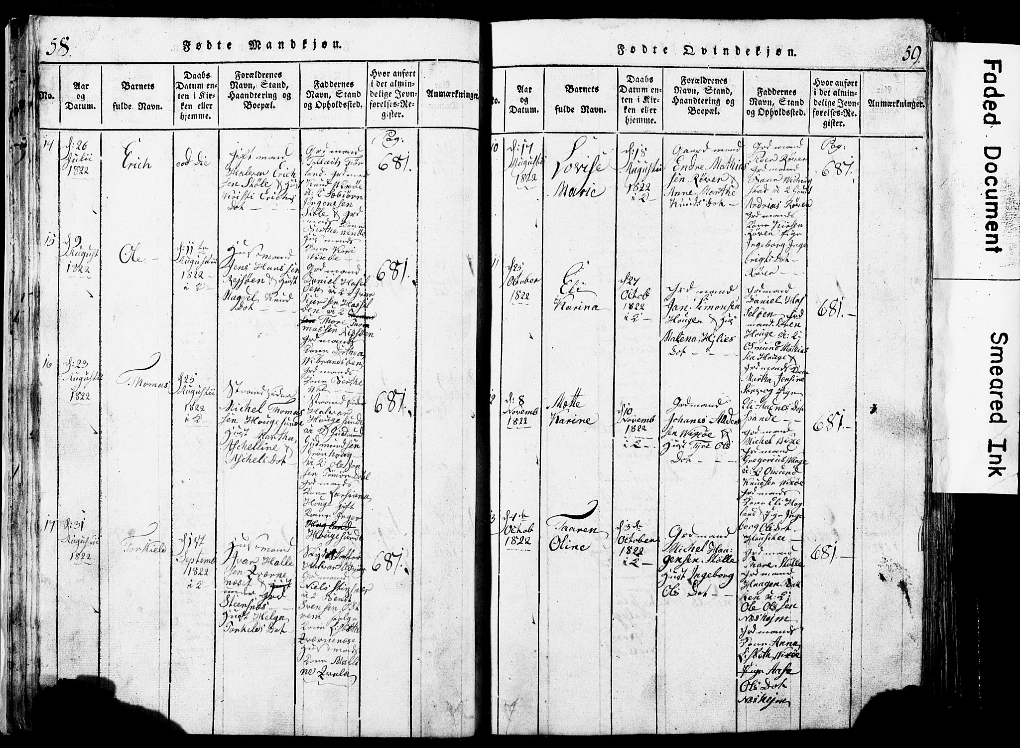 Torvastad sokneprestkontor, AV/SAST-A -101857/H/Ha/Hab/L0002: Parish register (copy) no. B 2, 1817-1834, p. 58-59