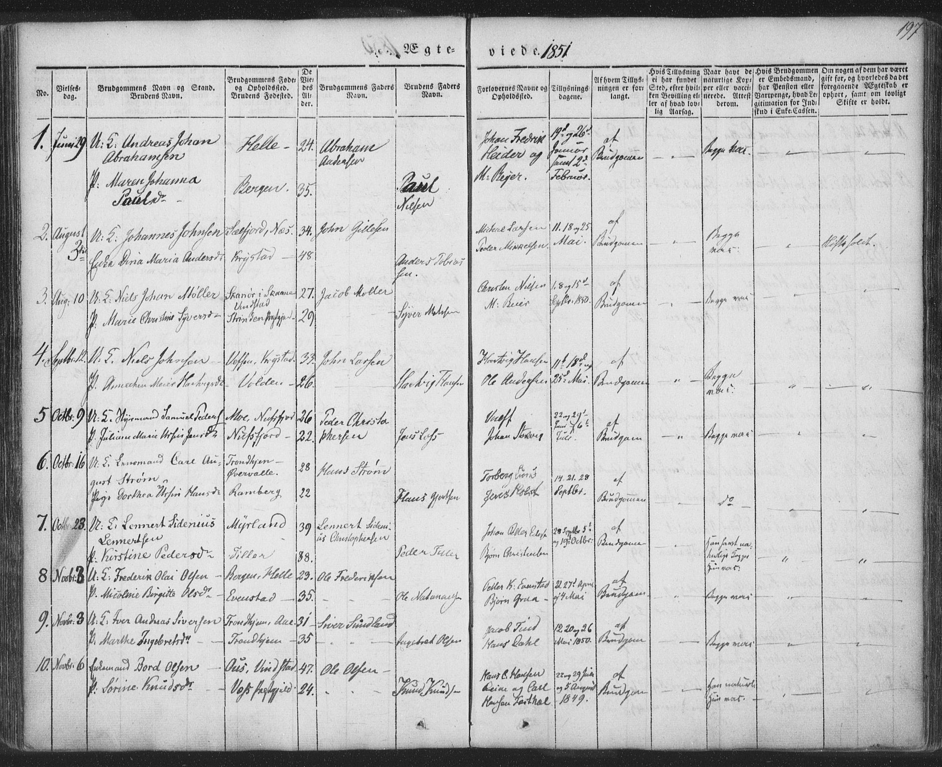 Ministerialprotokoller, klokkerbøker og fødselsregistre - Nordland, SAT/A-1459/885/L1202: Parish register (official) no. 885A03, 1838-1859, p. 197