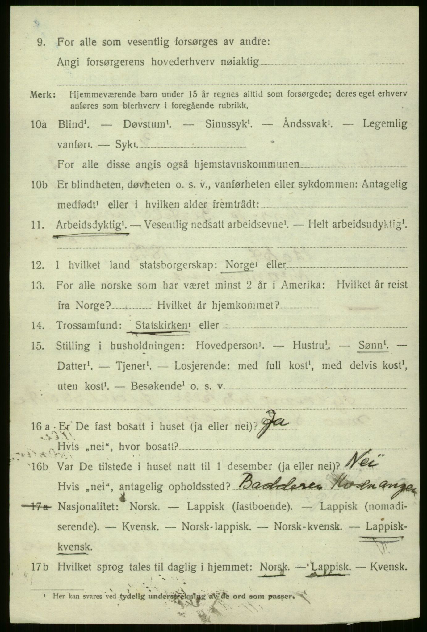 SATØ, 1920 census for Kvænangen, 1920, p. 1221