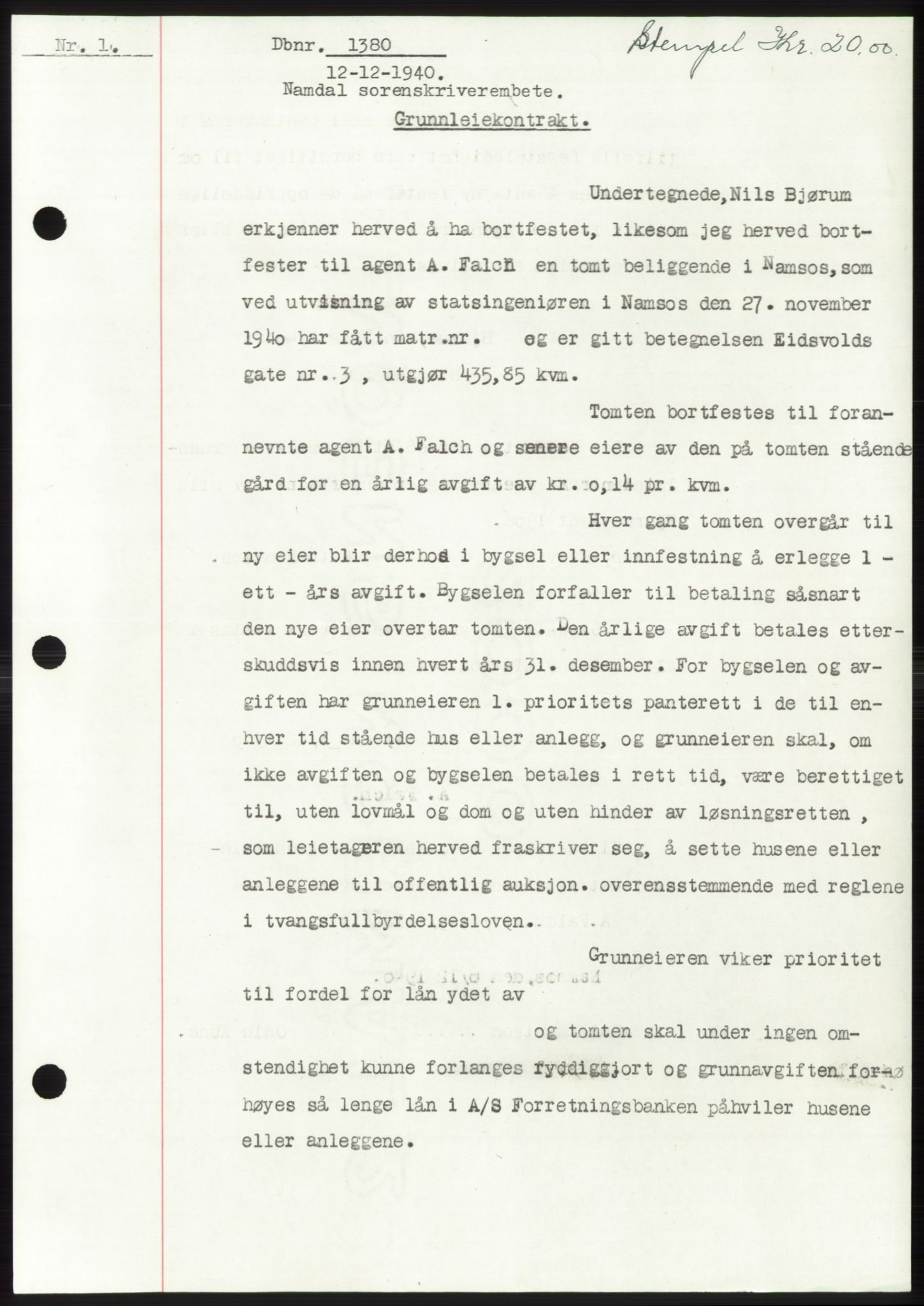 Namdal sorenskriveri, SAT/A-4133/1/2/2C: Mortgage book no. -, 1940-1941, Deed date: 12.12.1940