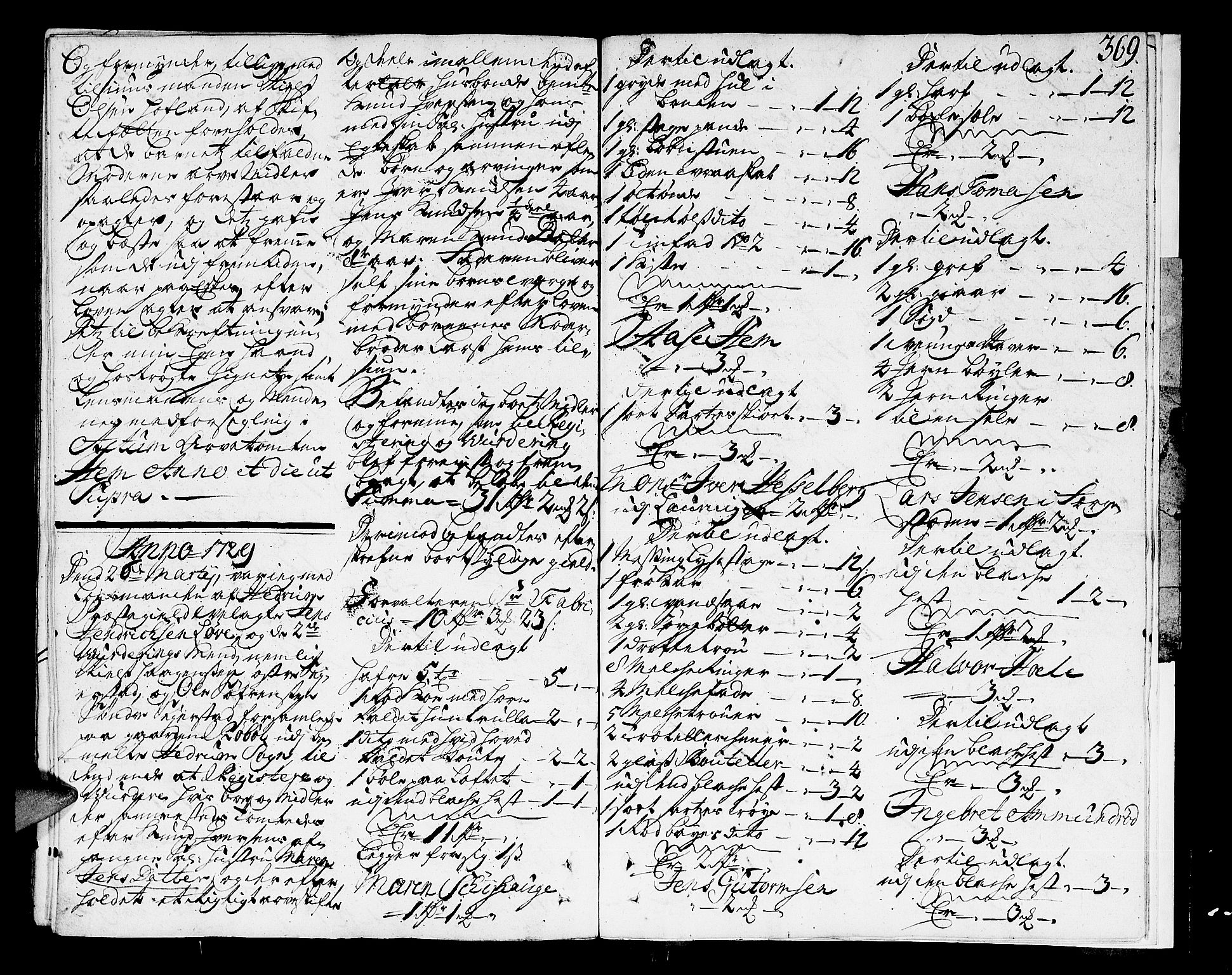 Larvik sorenskriveri, AV/SAKO-A-83/H/Hd/Hda/L0007a: Skifteprotokoll, 1720-1729, p. 368b-369a