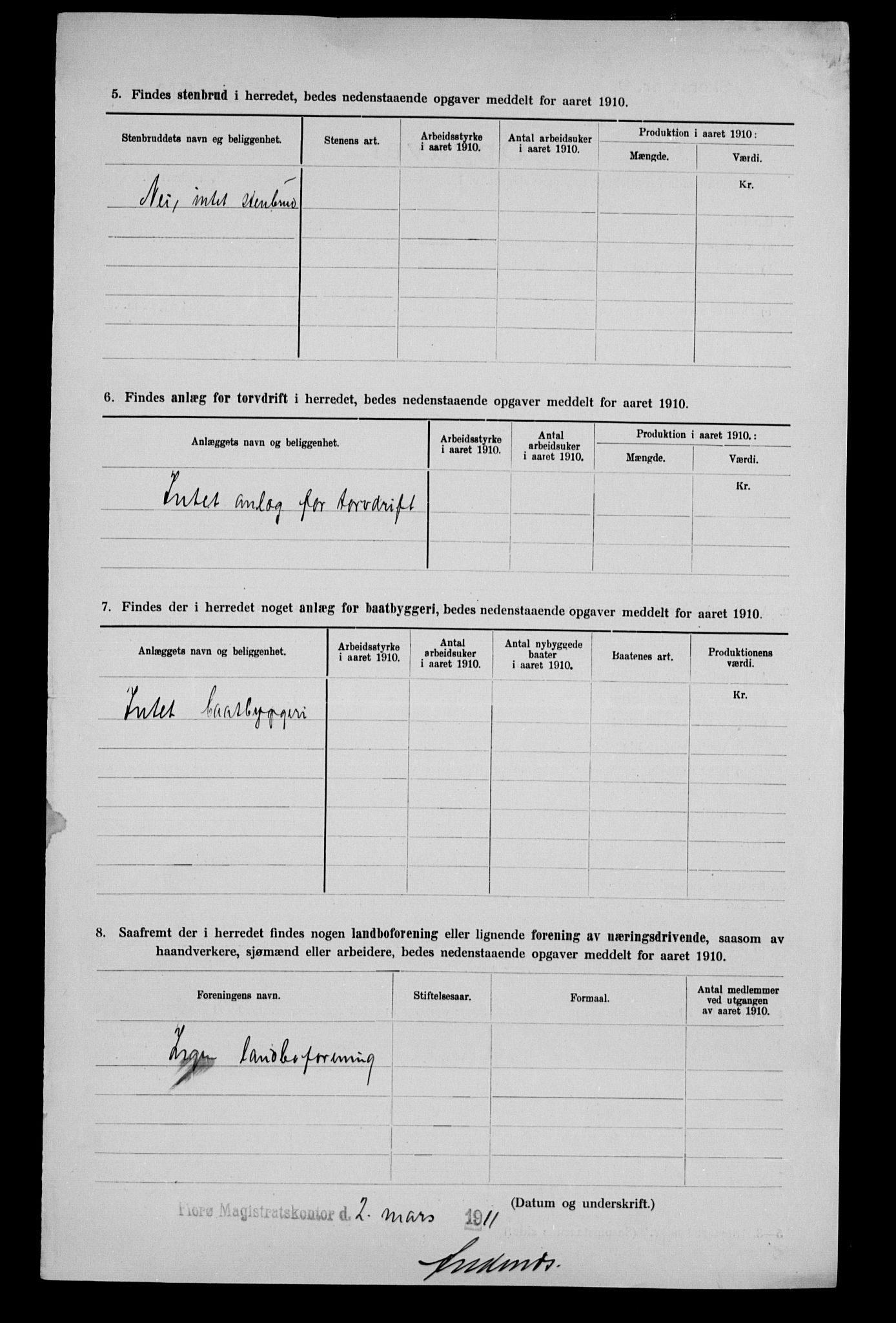 Statistisk sentralbyrå, Næringsøkonomiske emner, Generelt - Amtmennenes femårsberetninger, AV/RA-S-2233/F/Fa/L0116: --, 1906-1915, p. 247