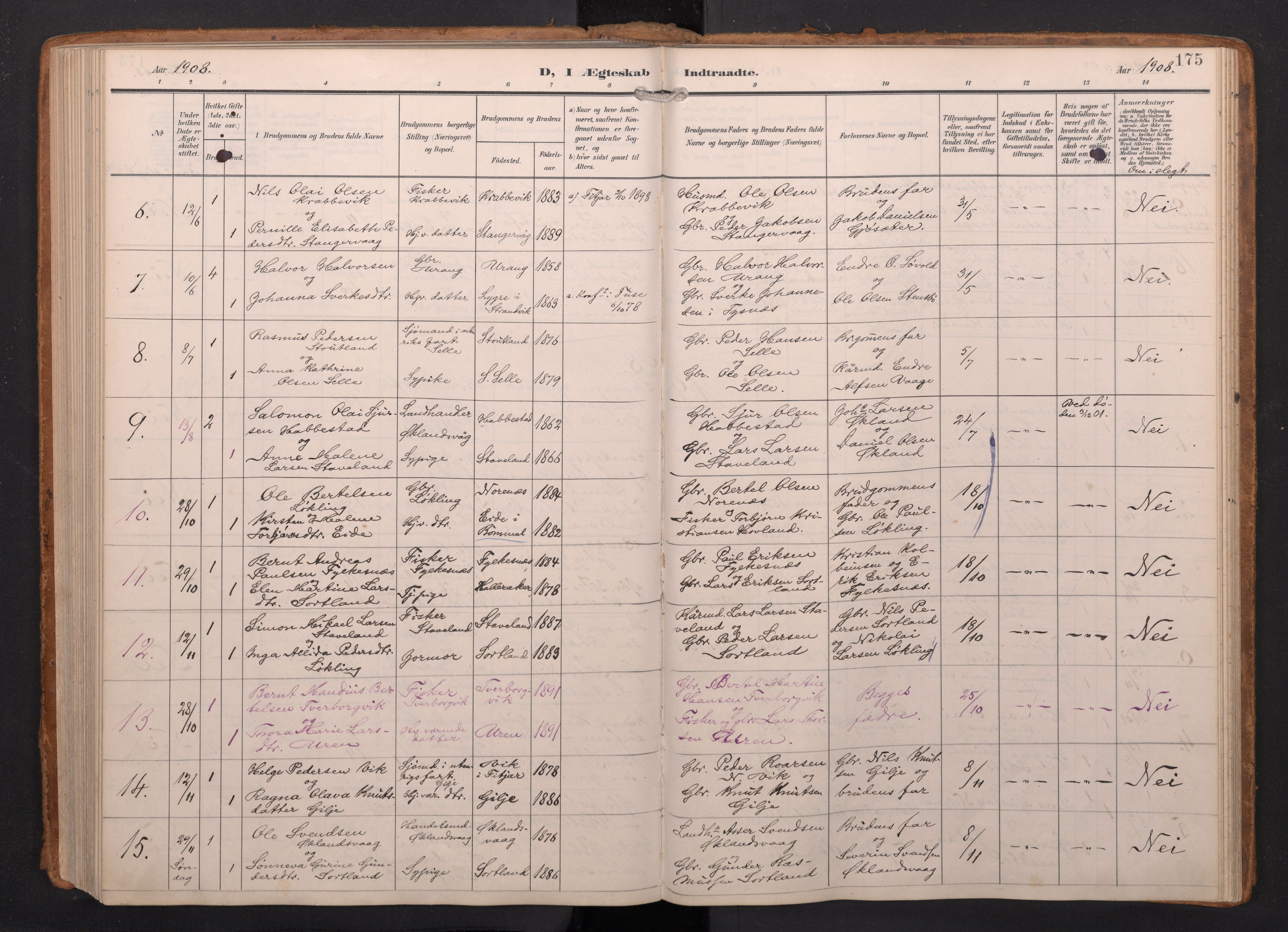 Finnås sokneprestembete, SAB/A-99925/H/Ha/Haa/Haac/L0003: Parish register (official) no. C 3, 1905-1917, p. 175