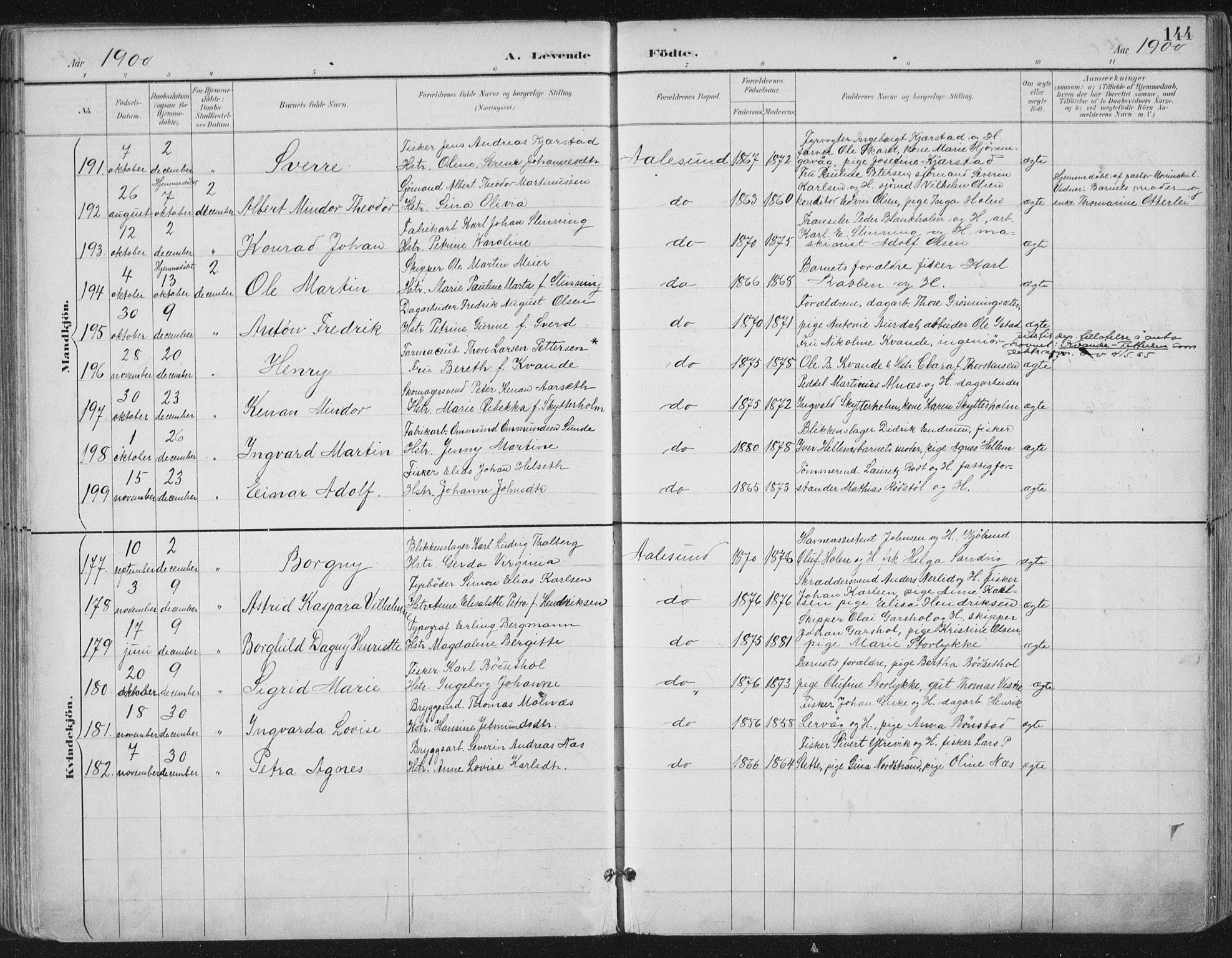 Ministerialprotokoller, klokkerbøker og fødselsregistre - Møre og Romsdal, SAT/A-1454/529/L0456: Parish register (official) no. 529A06, 1894-1906, p. 144
