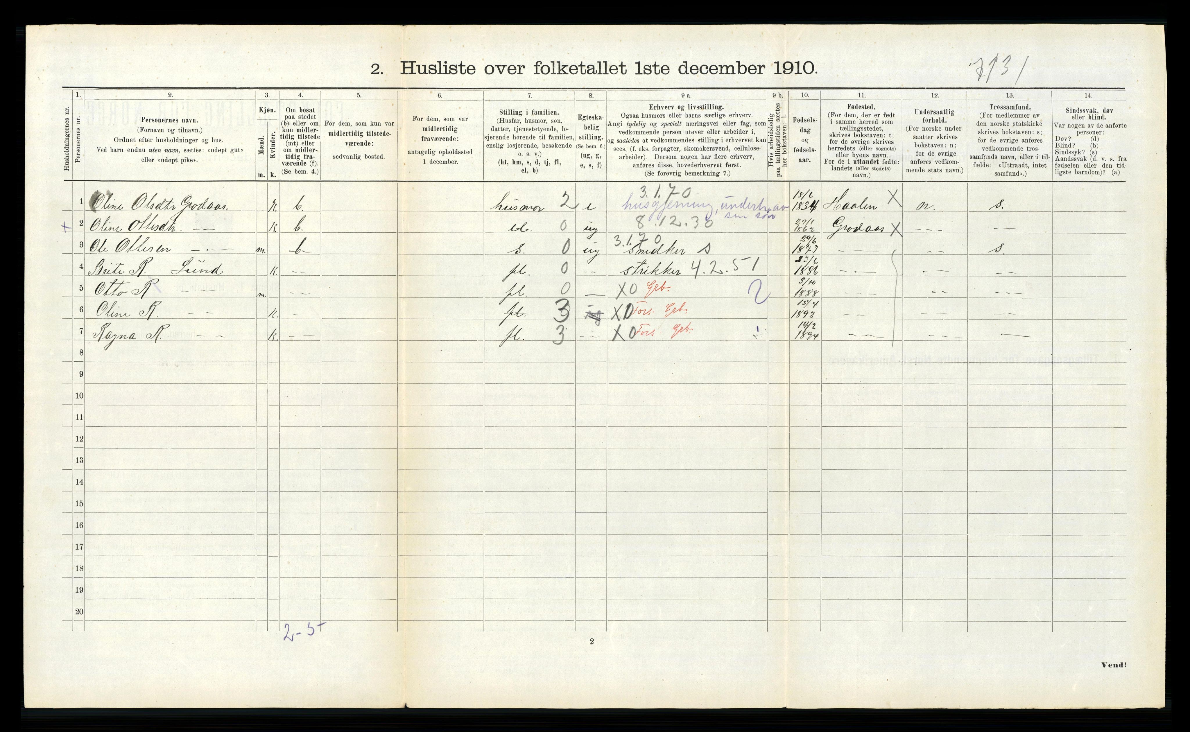 RA, 1910 census for Hornindal, 1910, p. 419