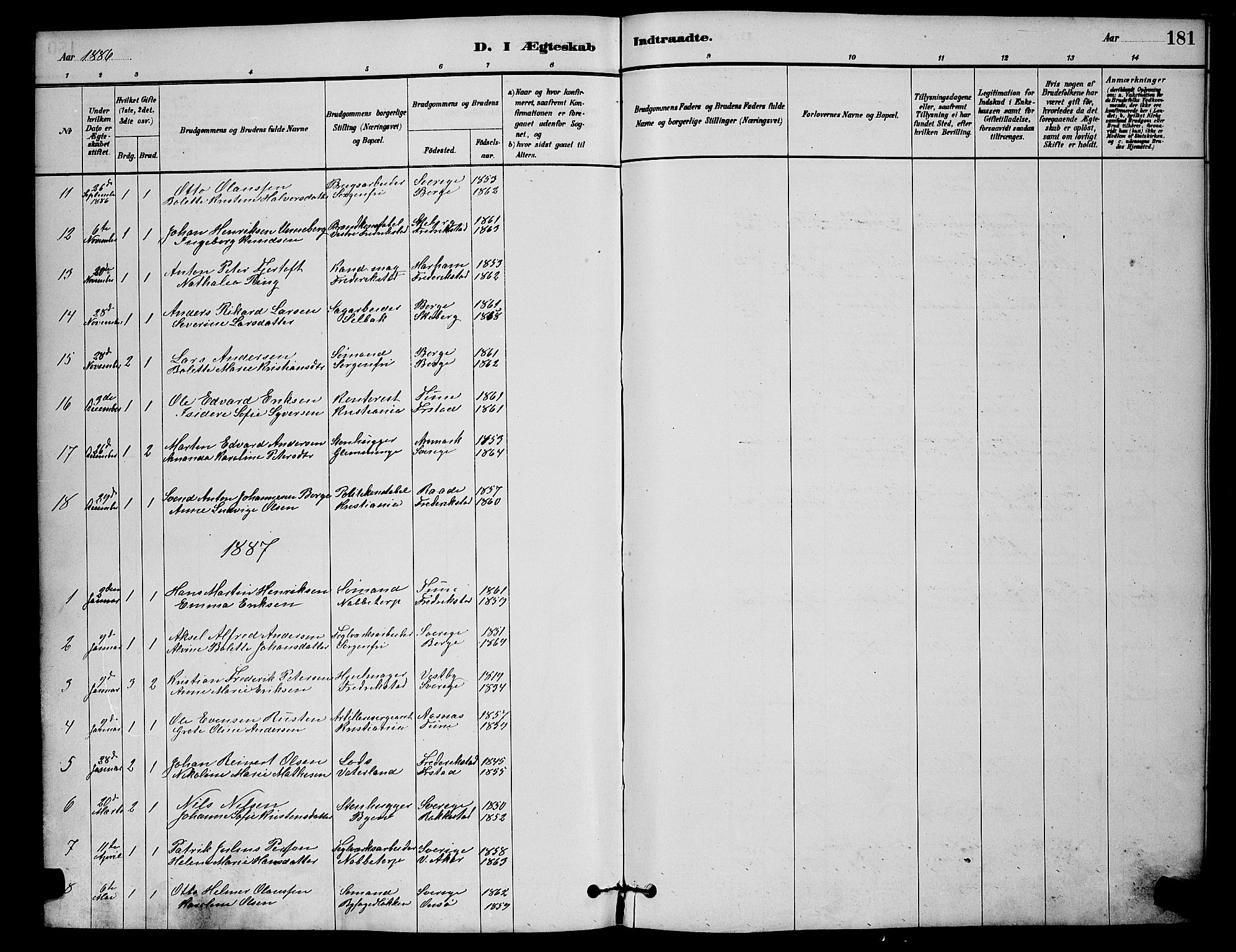 Østre Fredrikstad prestekontor Kirkebøker, SAO/A-10907/G/Ga/L0001: Parish register (copy) no. 1, 1880-1899, p. 181