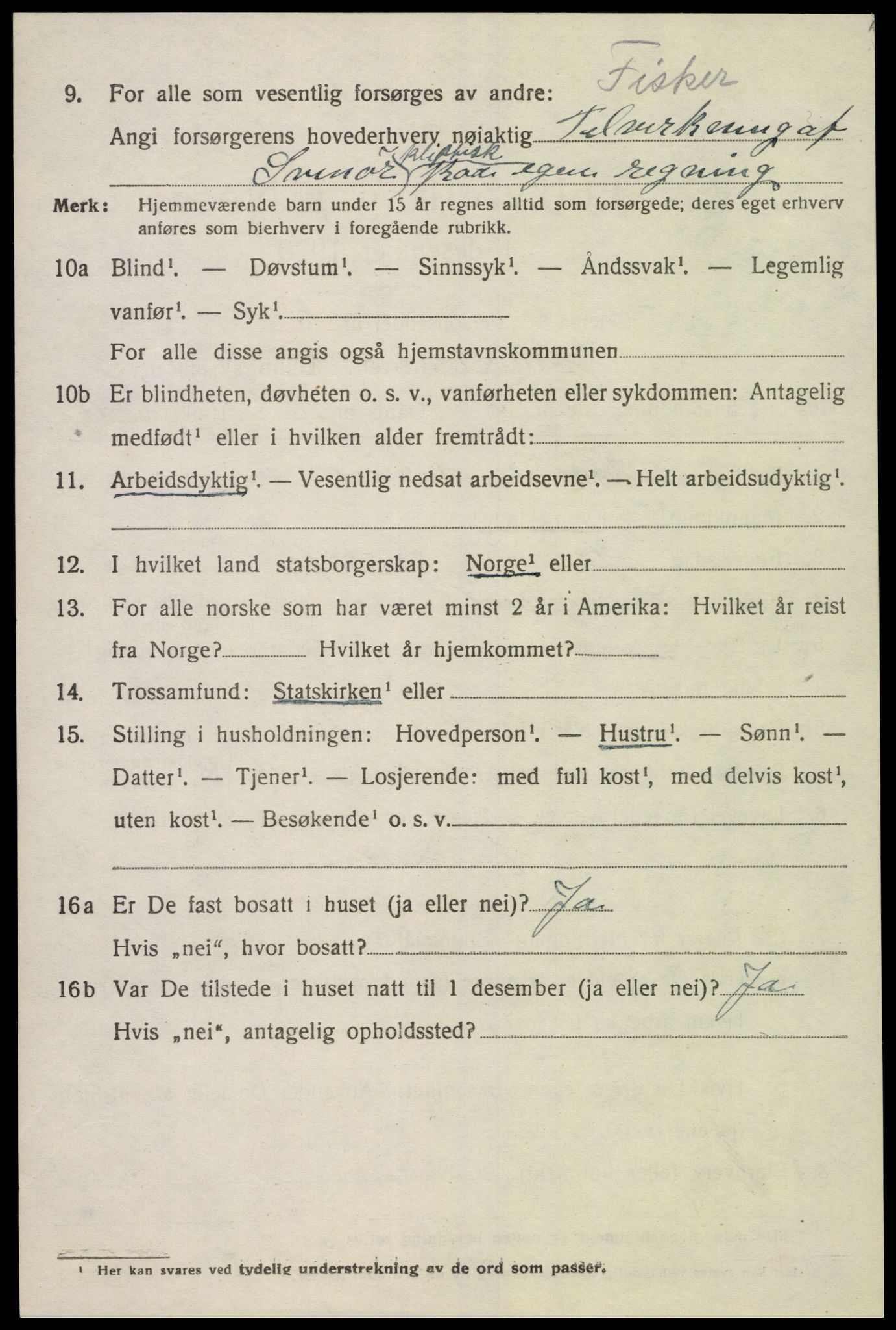 SAK, 1920 census for Spangereid, 1920, p. 1496