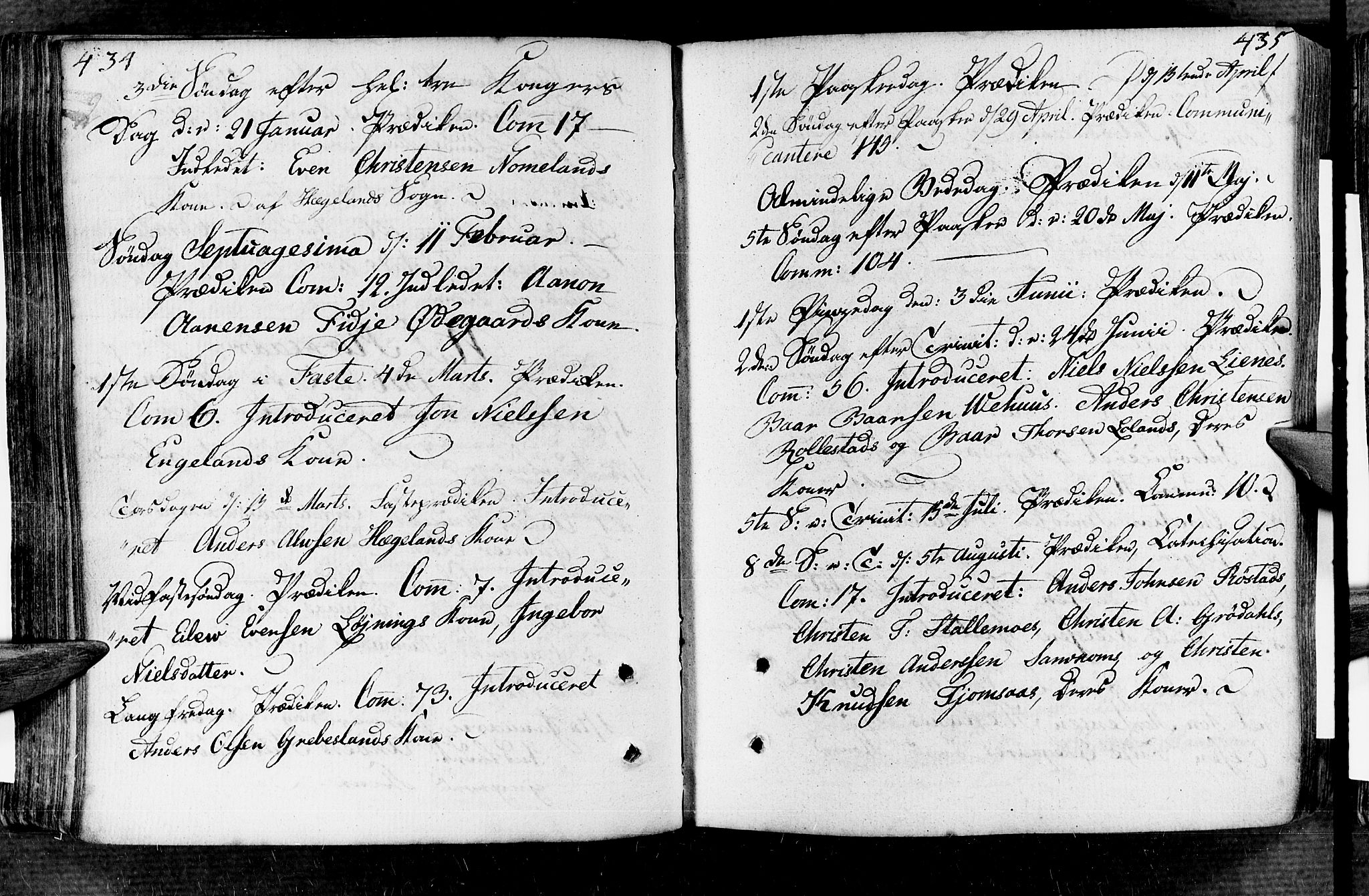 Vennesla sokneprestkontor, AV/SAK-1111-0045/Fa/Fac/L0002: Parish register (official) no. A 2, 1785-1834, p. 434-435