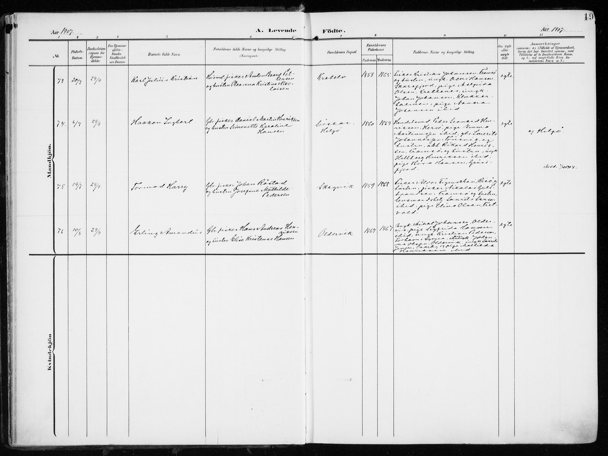 Tromsøysund sokneprestkontor, SATØ/S-1304/G/Ga/L0007kirke: Parish register (official) no. 7, 1907-1914, p. 19