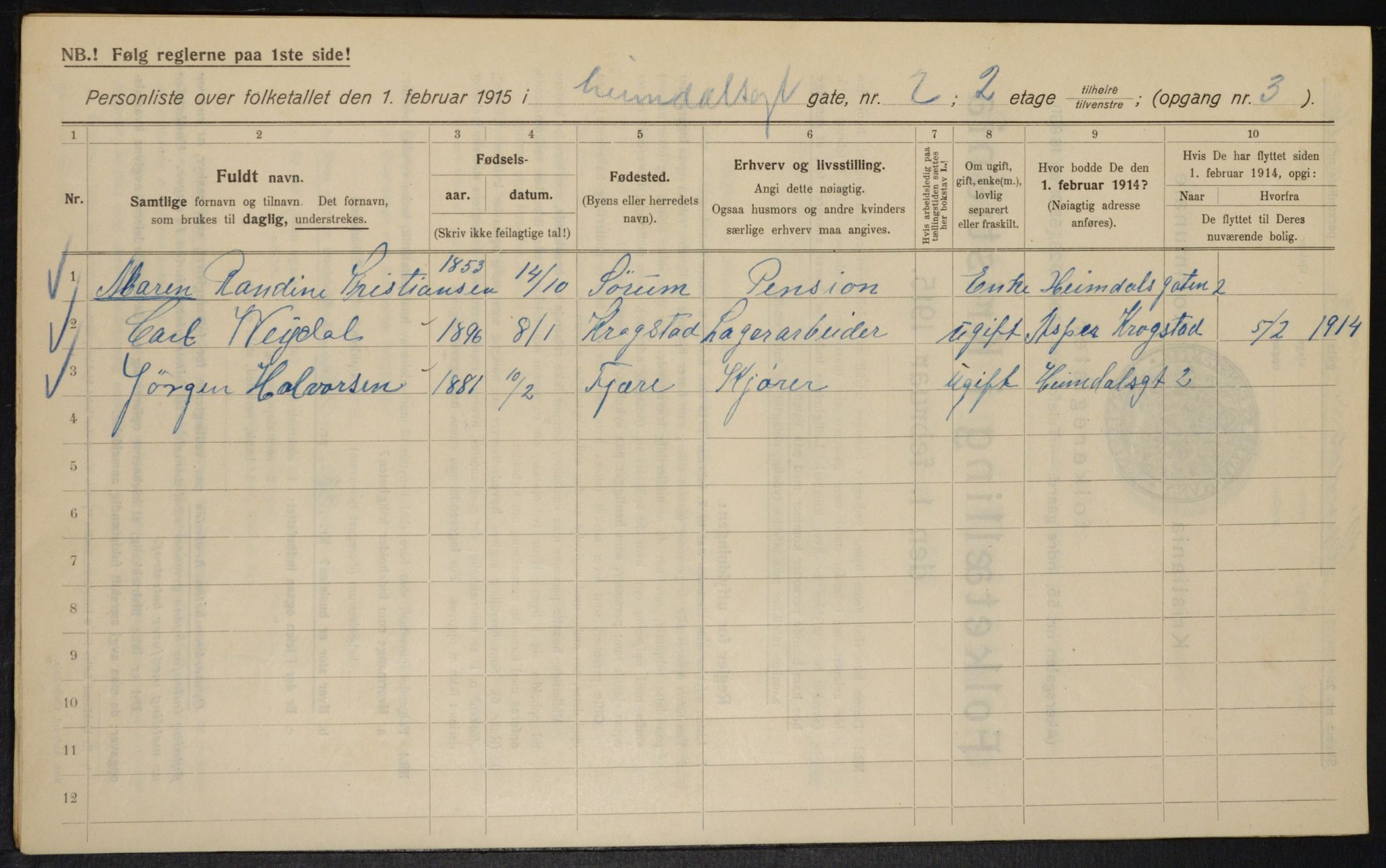 OBA, Municipal Census 1915 for Kristiania, 1915, p. 36205