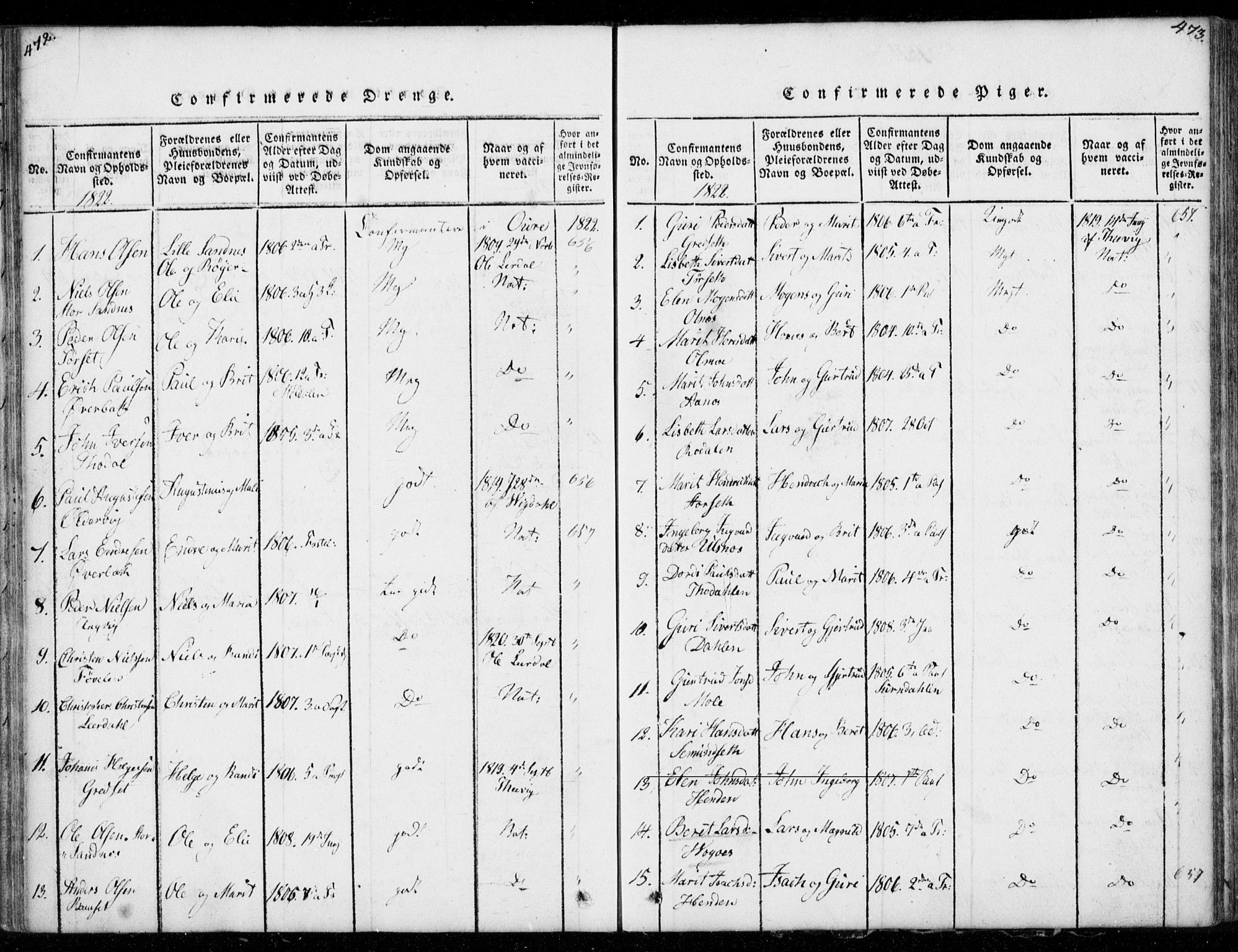 Ministerialprotokoller, klokkerbøker og fødselsregistre - Møre og Romsdal, SAT/A-1454/578/L0903: Parish register (official) no. 578A02, 1819-1838, p. 472-473