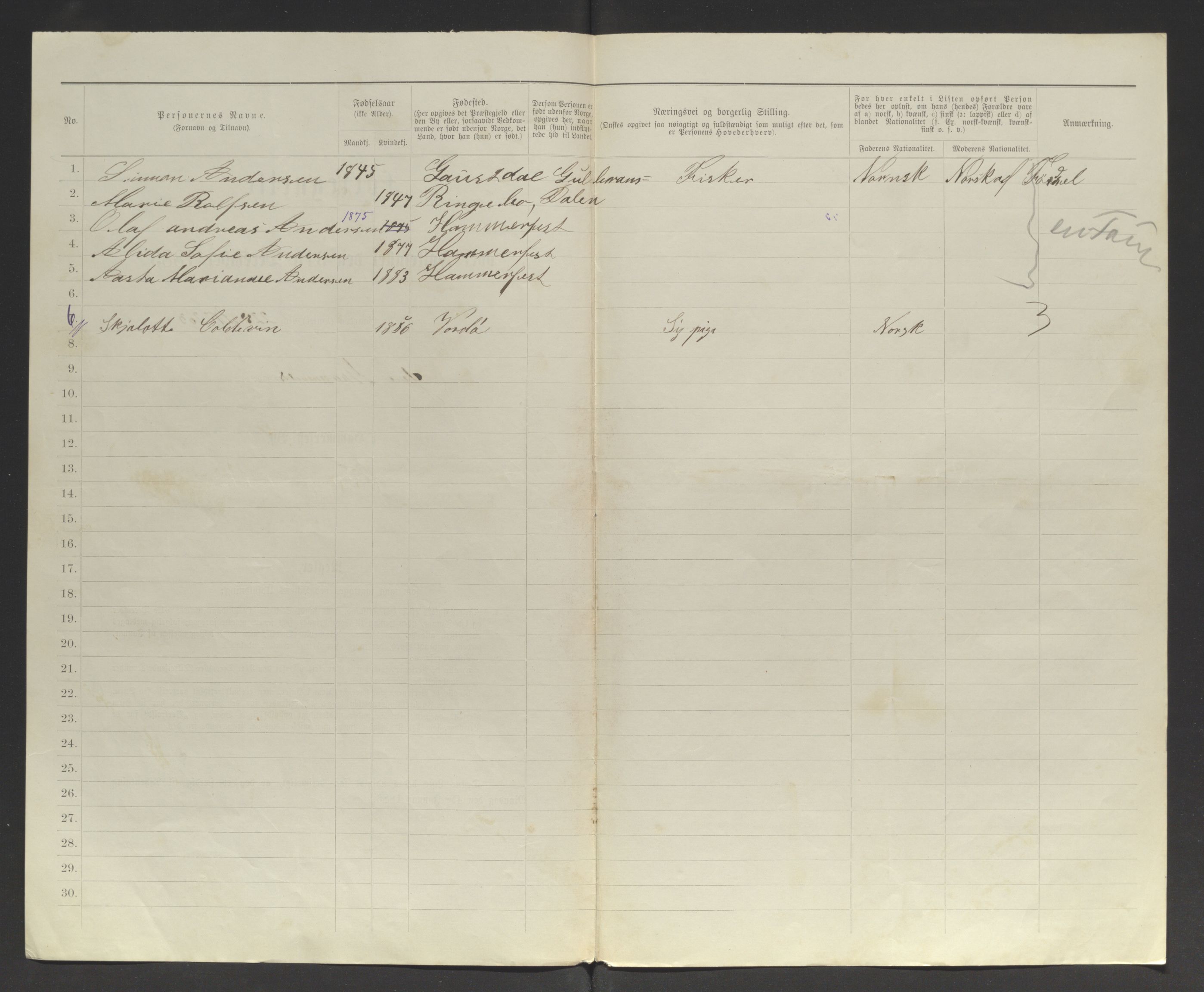 SATØ, 1885 census for 2001 Hammerfest, 1885, p. 162b