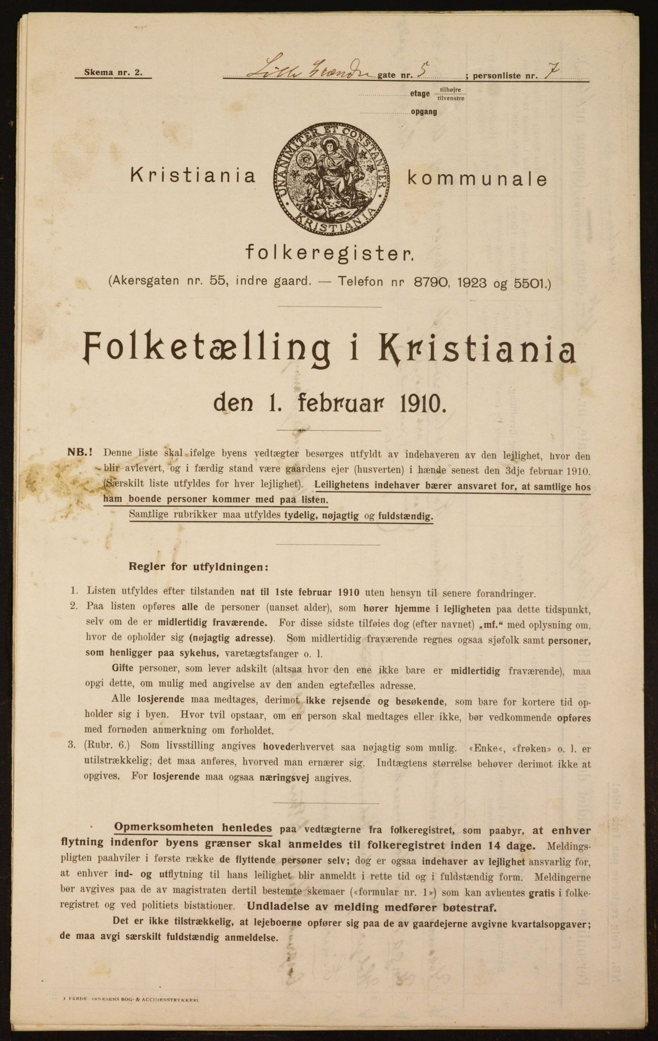 OBA, Municipal Census 1910 for Kristiania, 1910, p. 55576