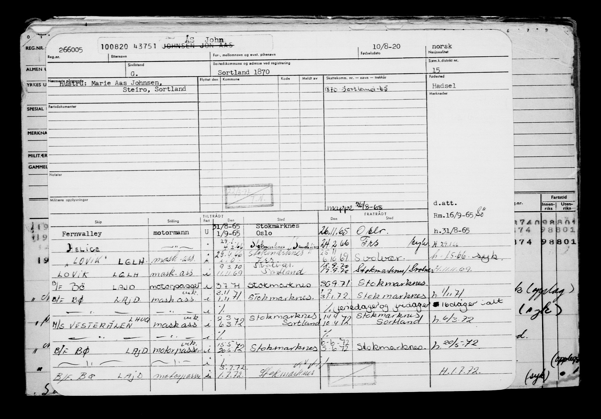 Direktoratet for sjømenn, AV/RA-S-3545/G/Gb/L0184: Hovedkort, 1920, p. 222