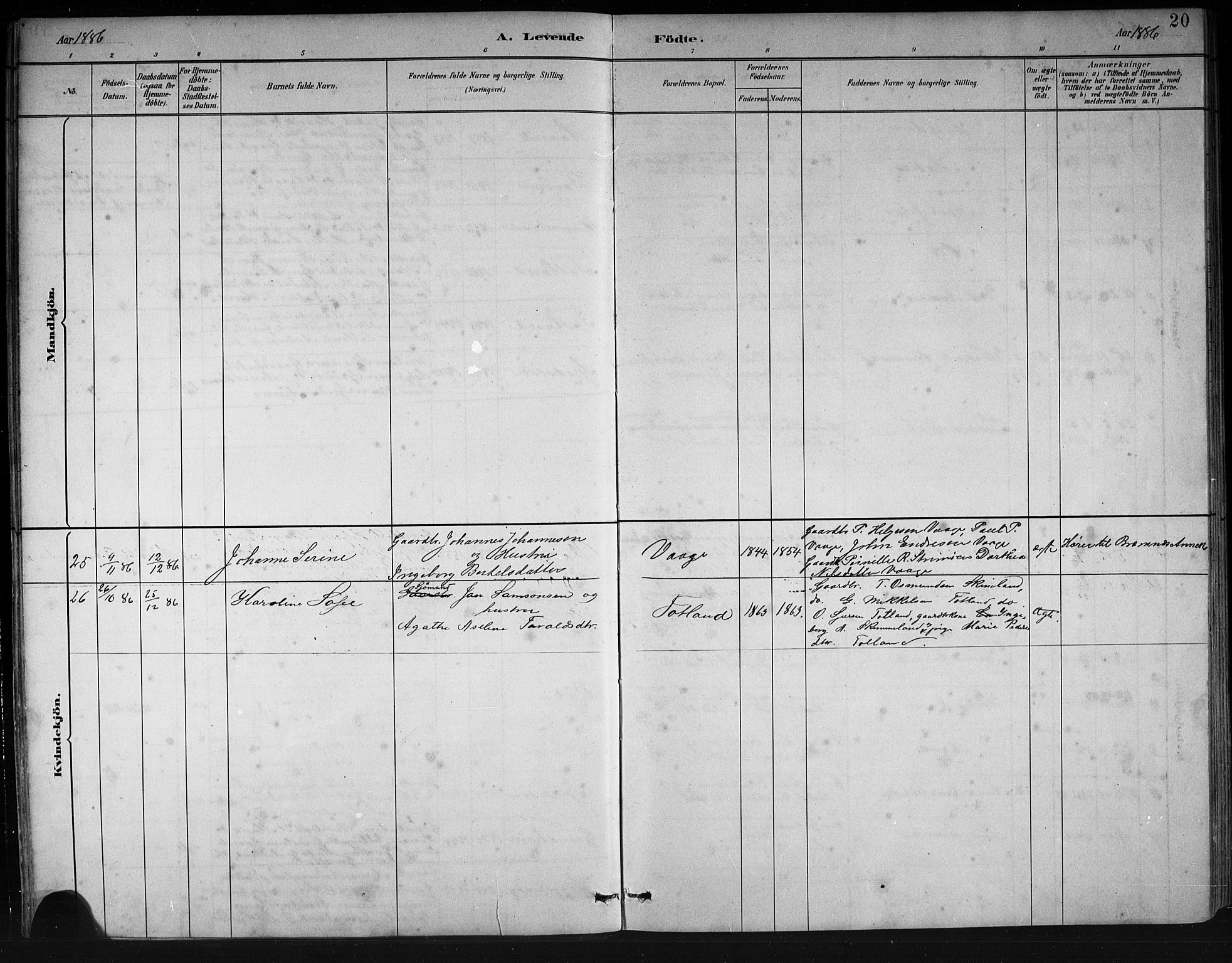 Finnås sokneprestembete, SAB/A-99925/H/Ha/Hab/Haba/L0003: Parish register (copy) no. A 3, 1883-1900, p. 20