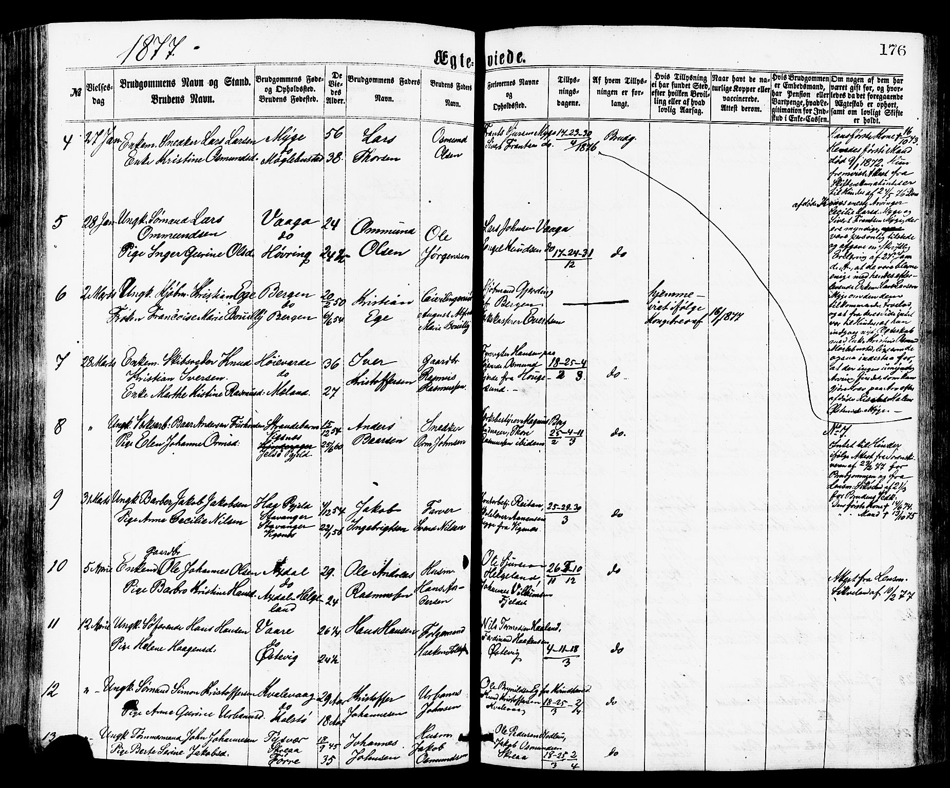 Avaldsnes sokneprestkontor, AV/SAST-A -101851/H/Ha/Haa/L0012: Parish register (official) no. A 12, 1865-1880, p. 176