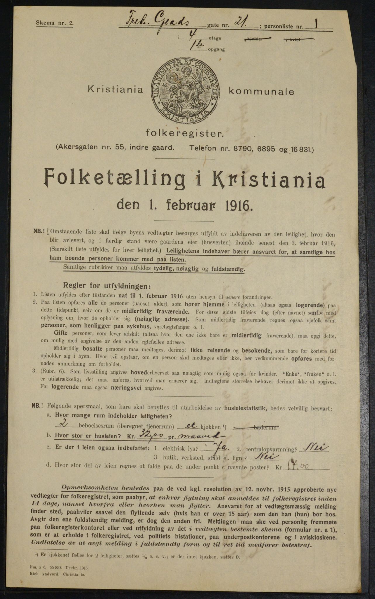 OBA, Municipal Census 1916 for Kristiania, 1916, p. 27035