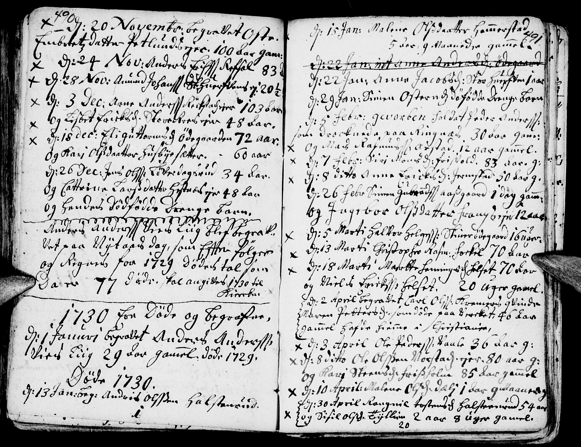 Stange prestekontor, SAH/PREST-002/K/L0002: Parish register (official) no. 2, 1724-1740, p. 490-491