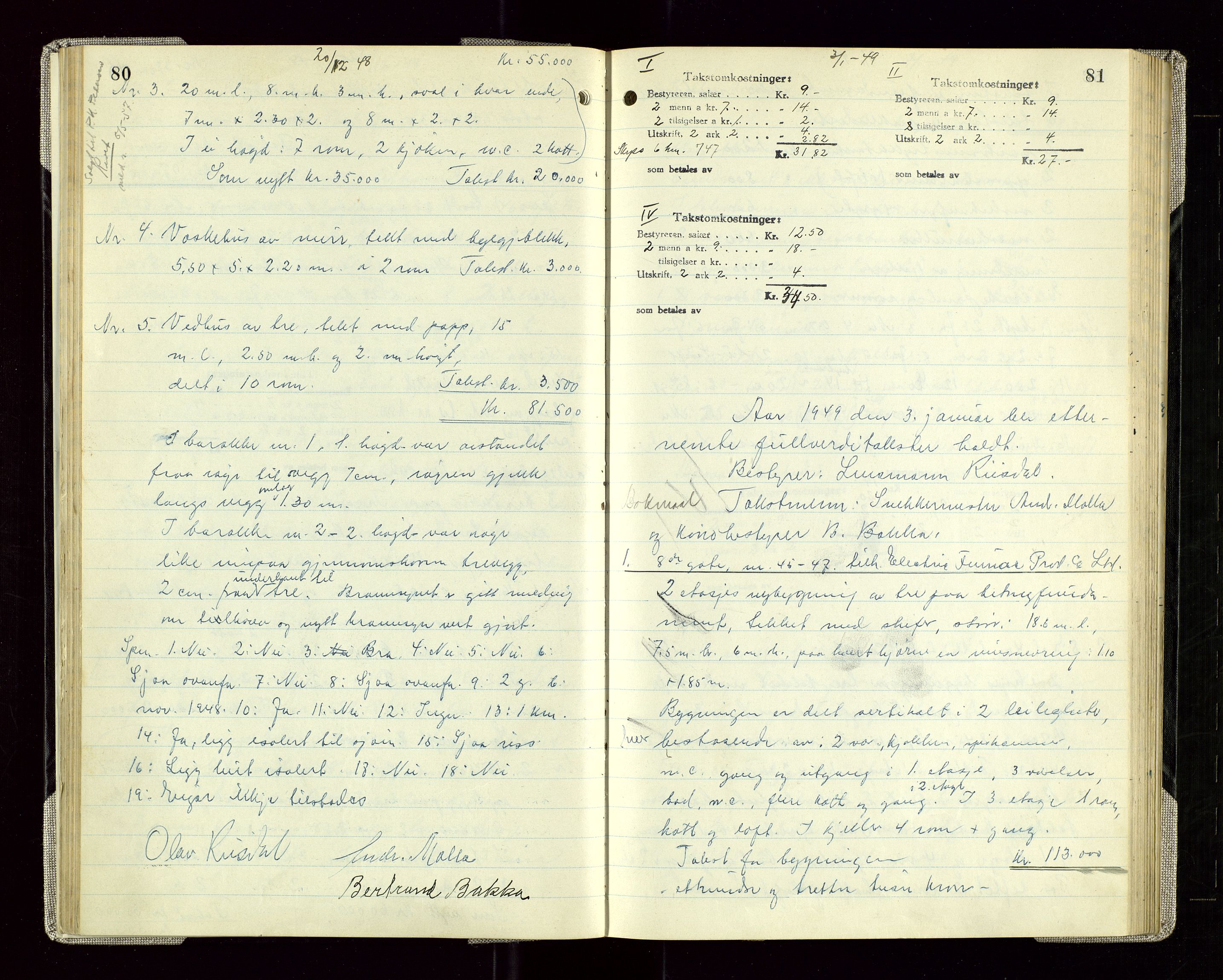 Sauda lensmannskontor, SAST/A-100177/Goa/L0005: "Branntakstprotokoll for Sauda lensmannsdistrikt", 1946-1955, p. 80-81