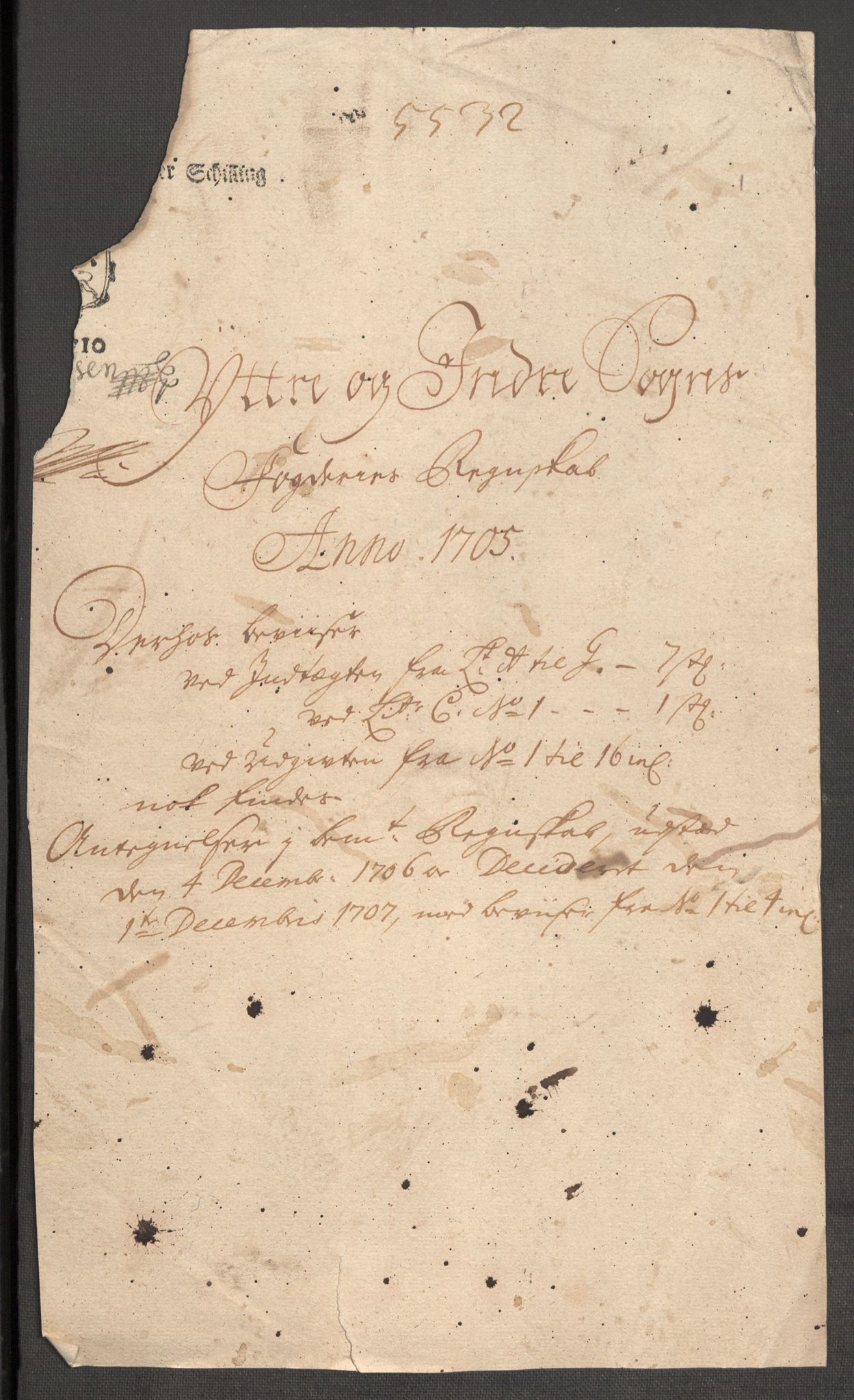 Rentekammeret inntil 1814, Reviderte regnskaper, Fogderegnskap, RA/EA-4092/R52/L3314: Fogderegnskap Sogn, 1705-1707, p. 3