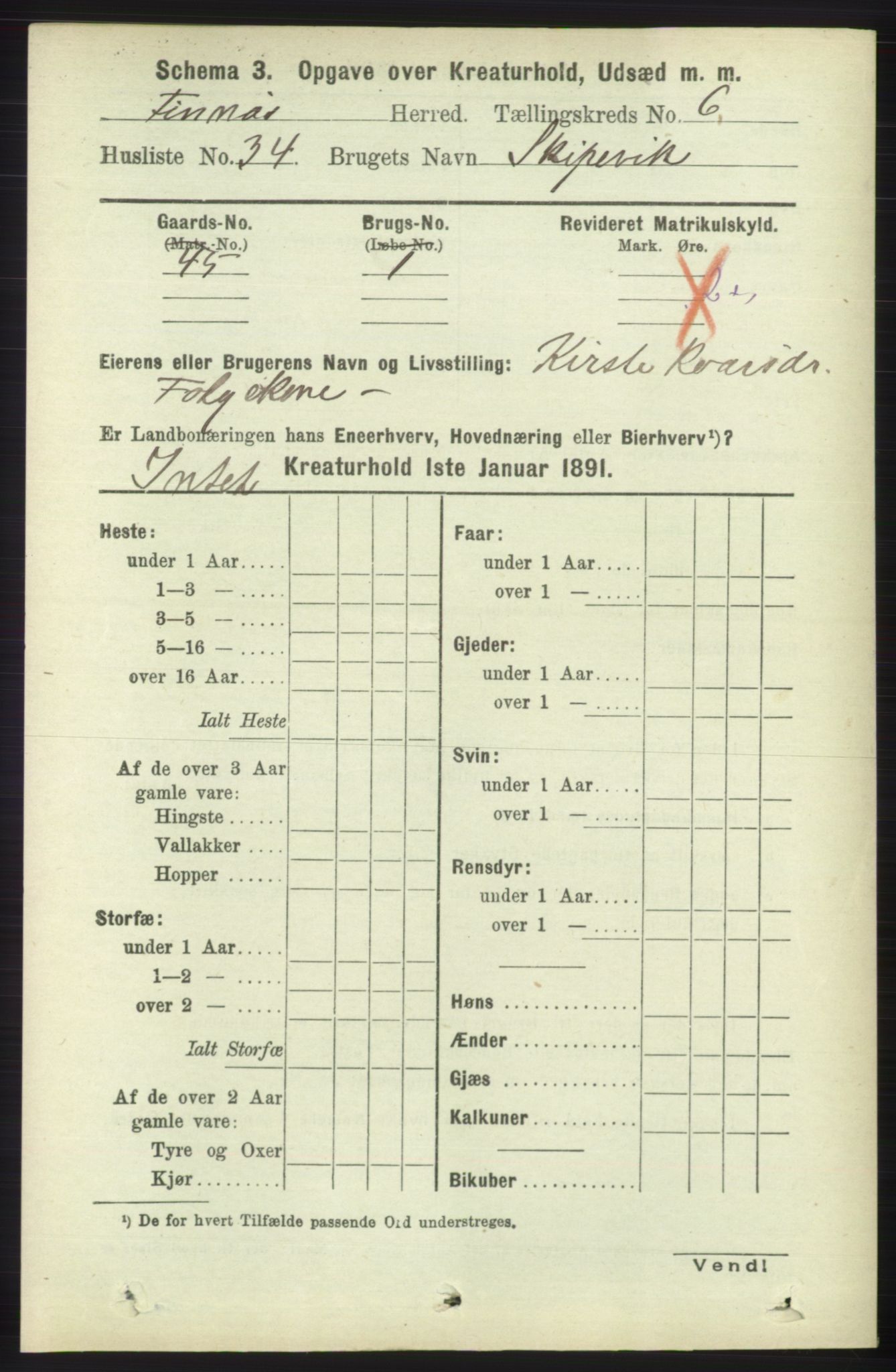 RA, 1891 census for 1218 Finnås, 1891, p. 6690