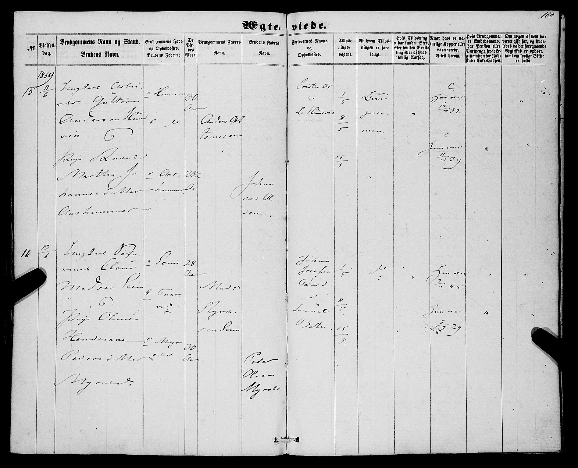 Eid sokneprestembete, AV/SAB-A-82301/H/Haa/Haaa/L0008: Parish register (official) no. A 8, 1858-1860, p. 180