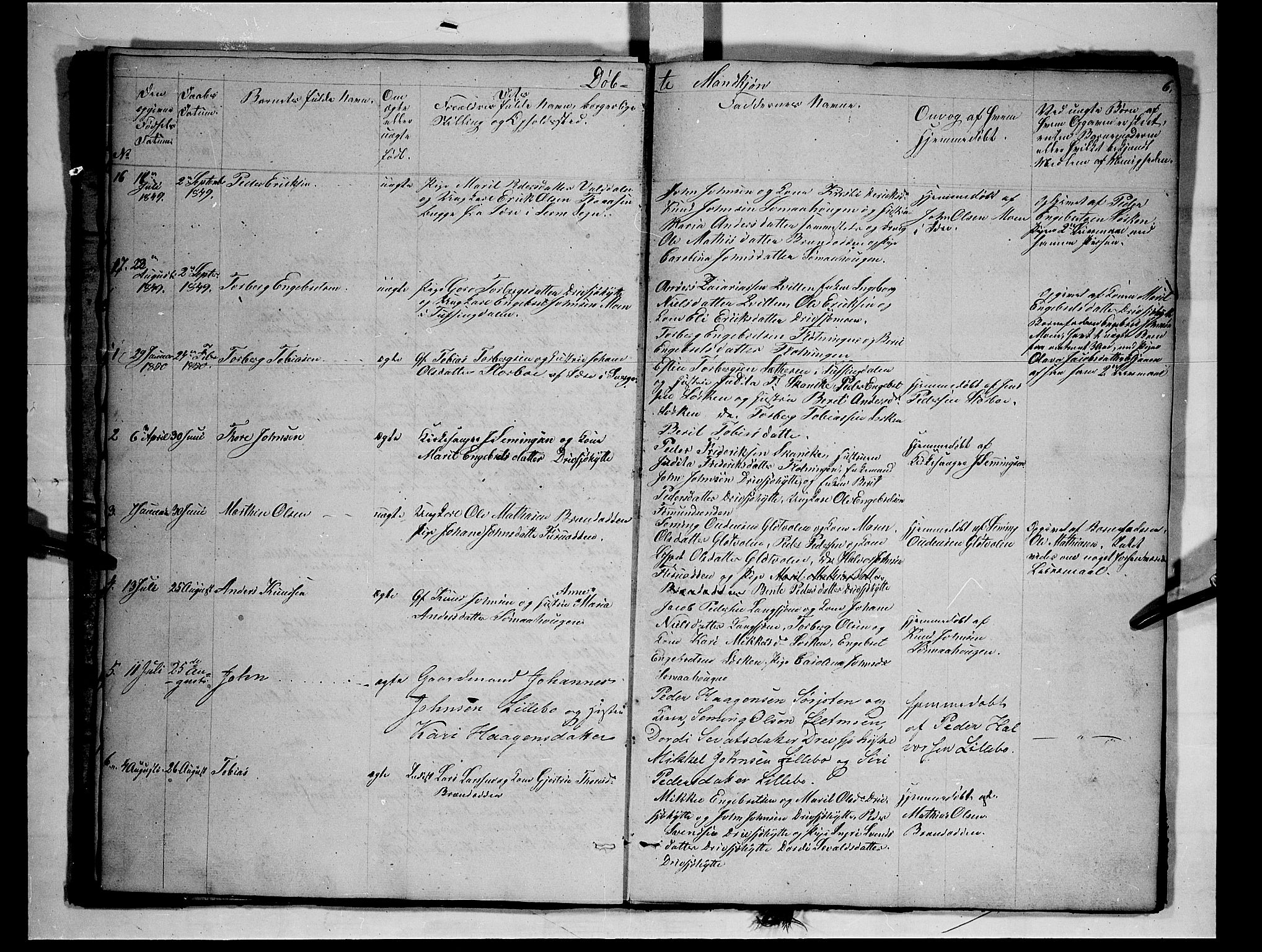 Rendalen prestekontor, SAH/PREST-054/H/Ha/Hab/L0001: Parish register (copy) no. 1, 1847-1857, p. 6