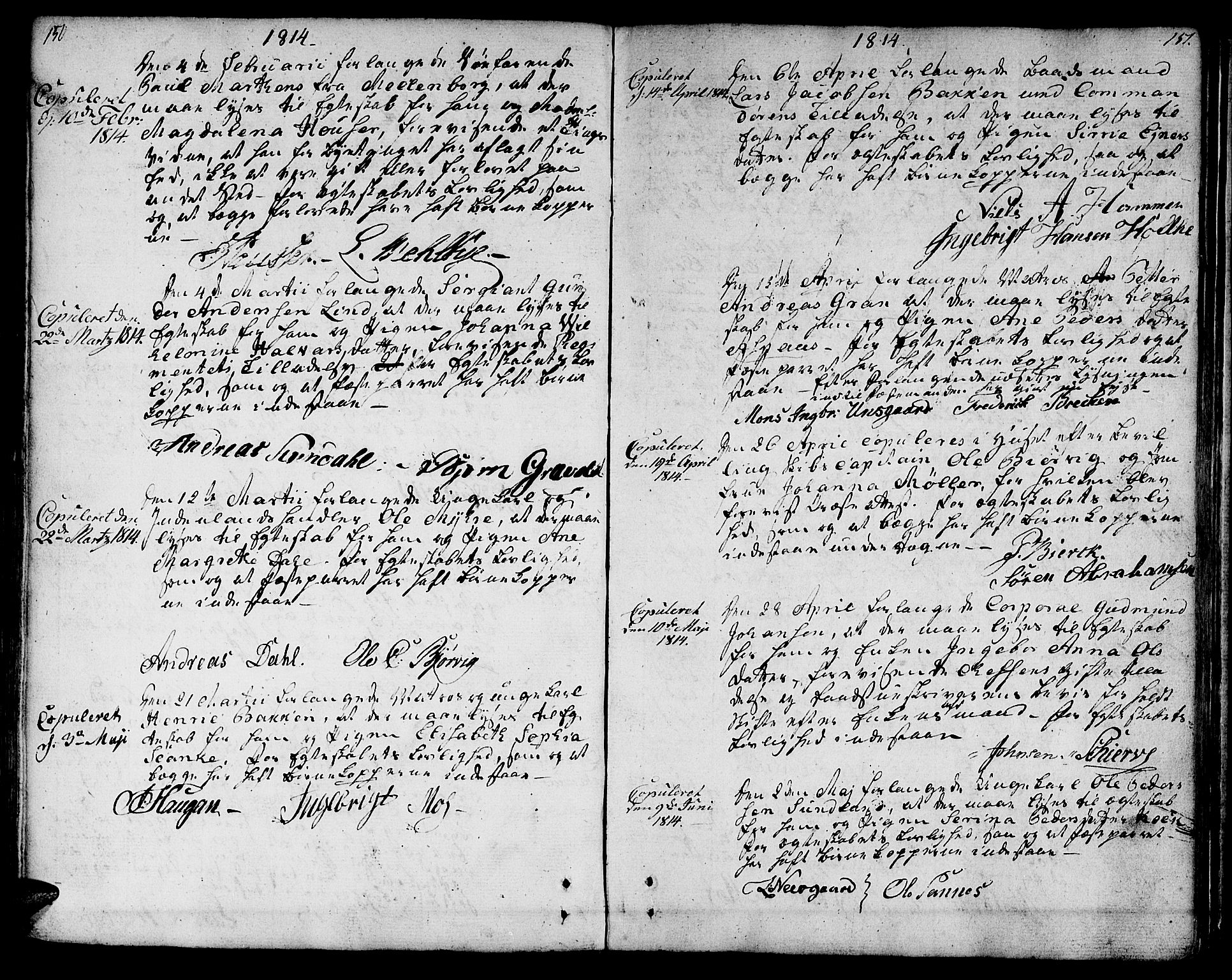 Ministerialprotokoller, klokkerbøker og fødselsregistre - Sør-Trøndelag, SAT/A-1456/601/L0042: Parish register (official) no. 601A10, 1802-1830, p. 150-151