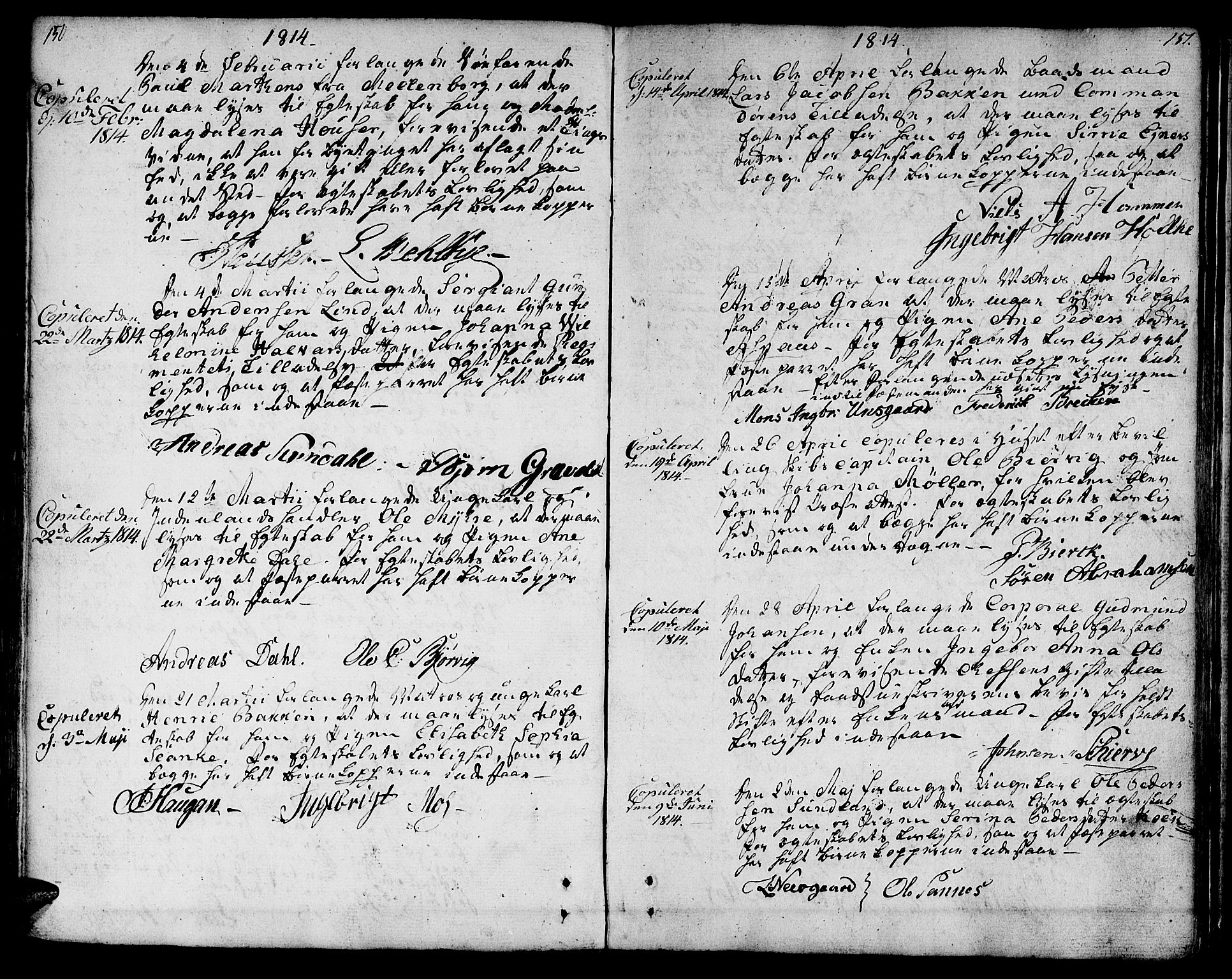 Ministerialprotokoller, klokkerbøker og fødselsregistre - Sør-Trøndelag, AV/SAT-A-1456/601/L0042: Parish register (official) no. 601A10, 1802-1830, p. 150-151
