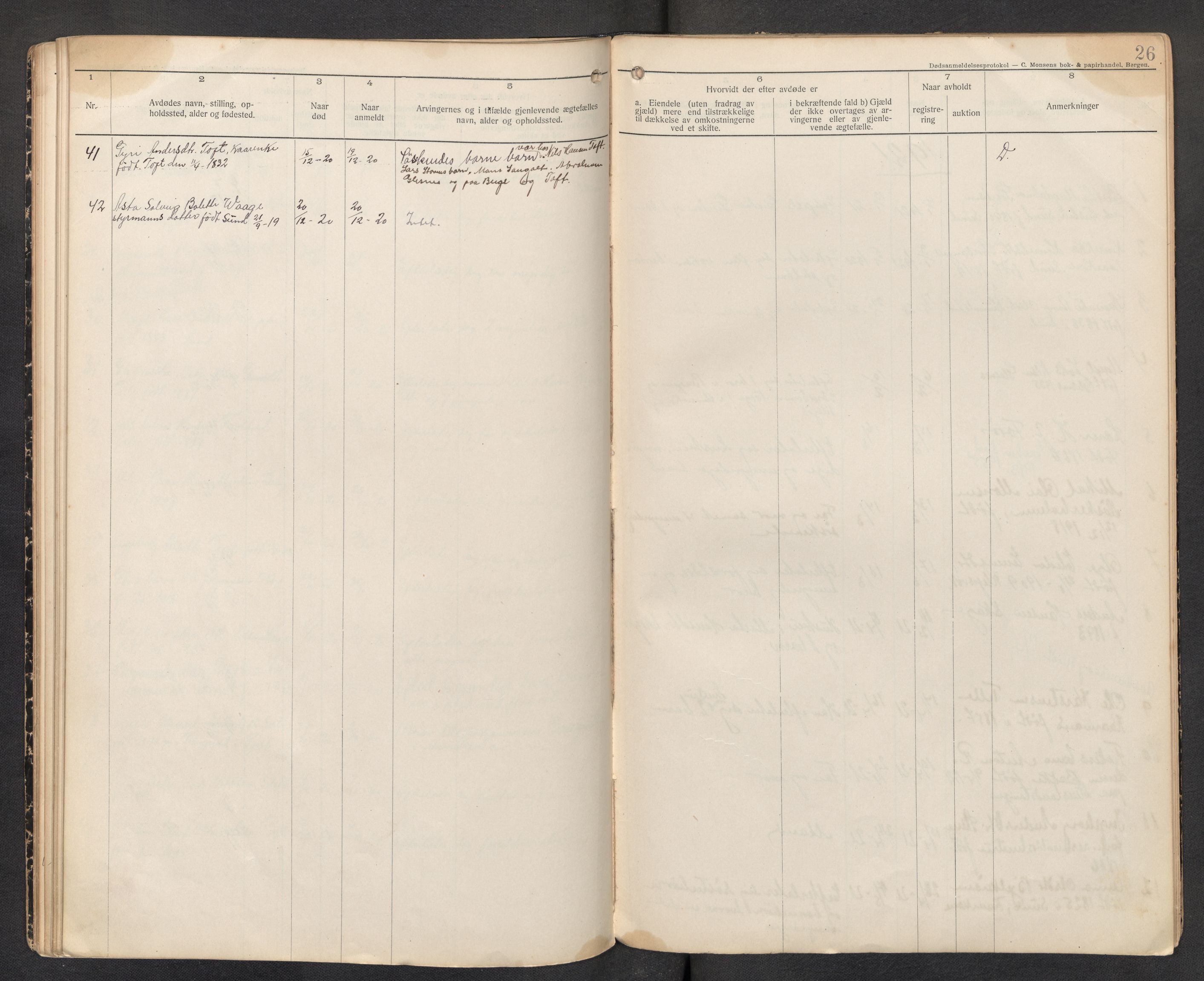 Lensmannen i Sund og Austevoll, AV/SAB-A-35201/0006/L0002: Dødsfallprotokoll - Sund, 1912-1926, p. 25b-26a