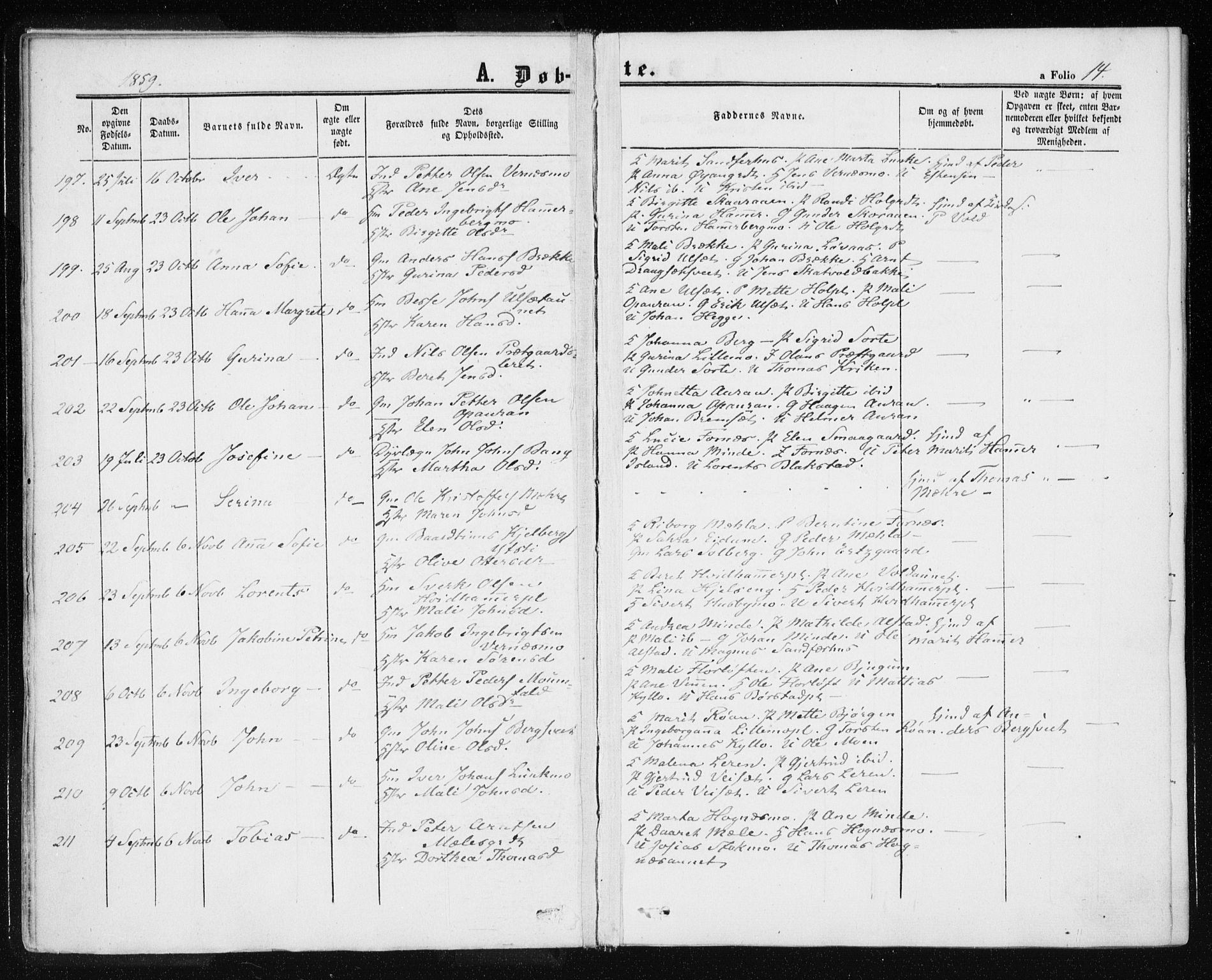 Ministerialprotokoller, klokkerbøker og fødselsregistre - Nord-Trøndelag, AV/SAT-A-1458/709/L0075: Parish register (official) no. 709A15, 1859-1870, p. 14