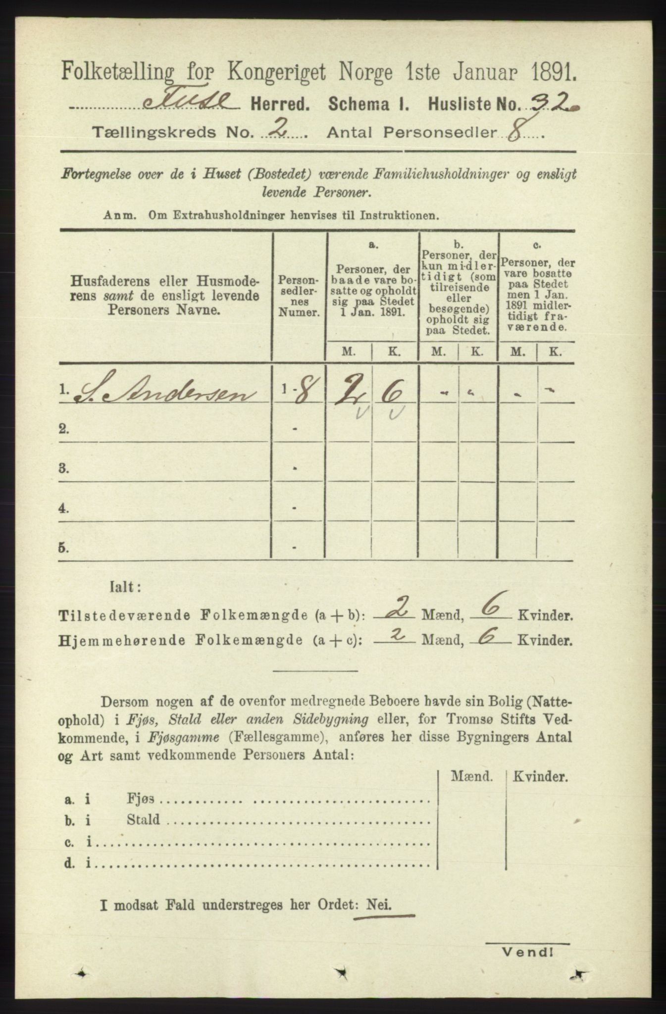 RA, 1891 census for 1241 Fusa, 1891, p. 296