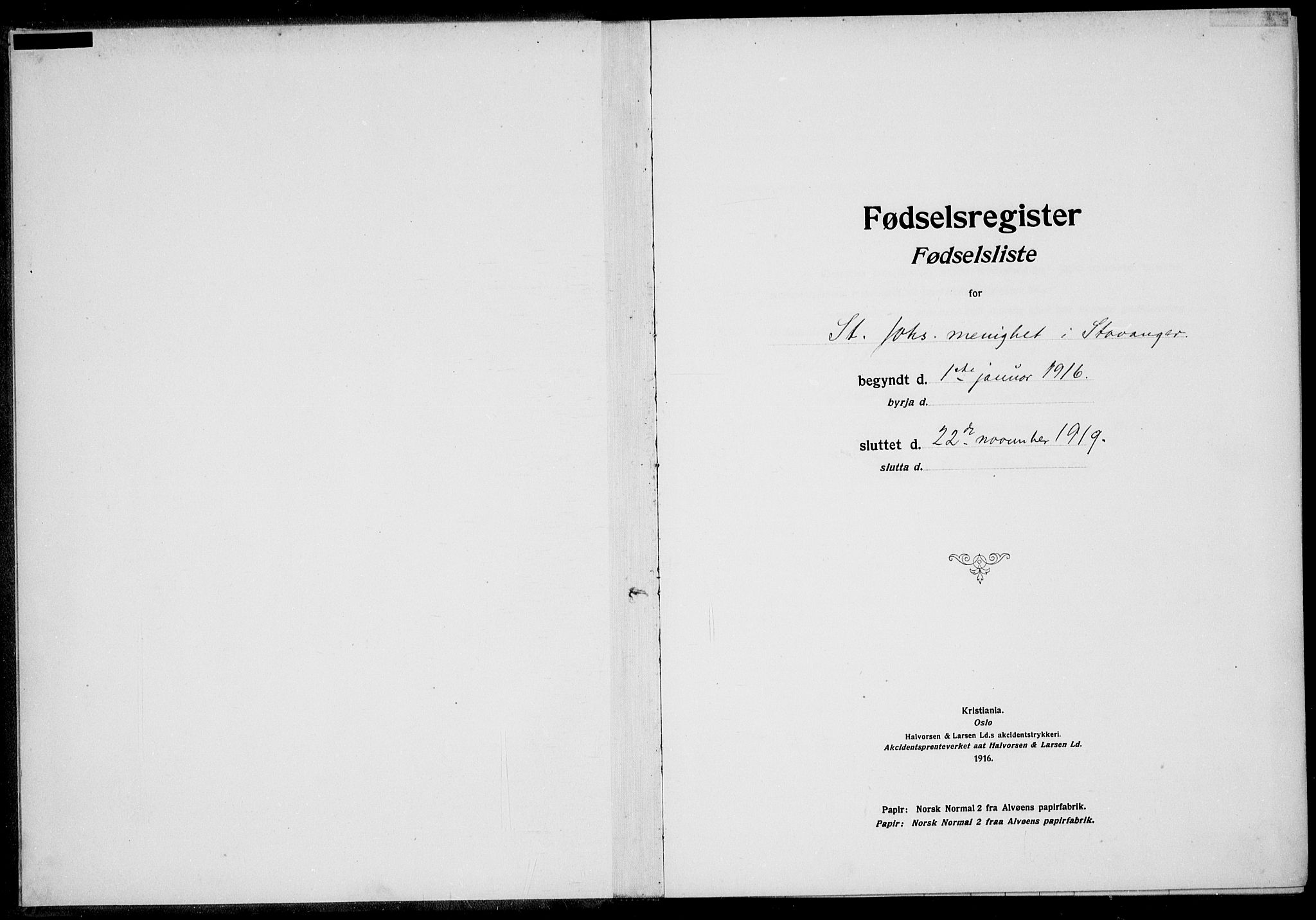 St. Johannes sokneprestkontor, AV/SAST-A-101814/002/A/L0001: Birth register no. 1, 1916-1919