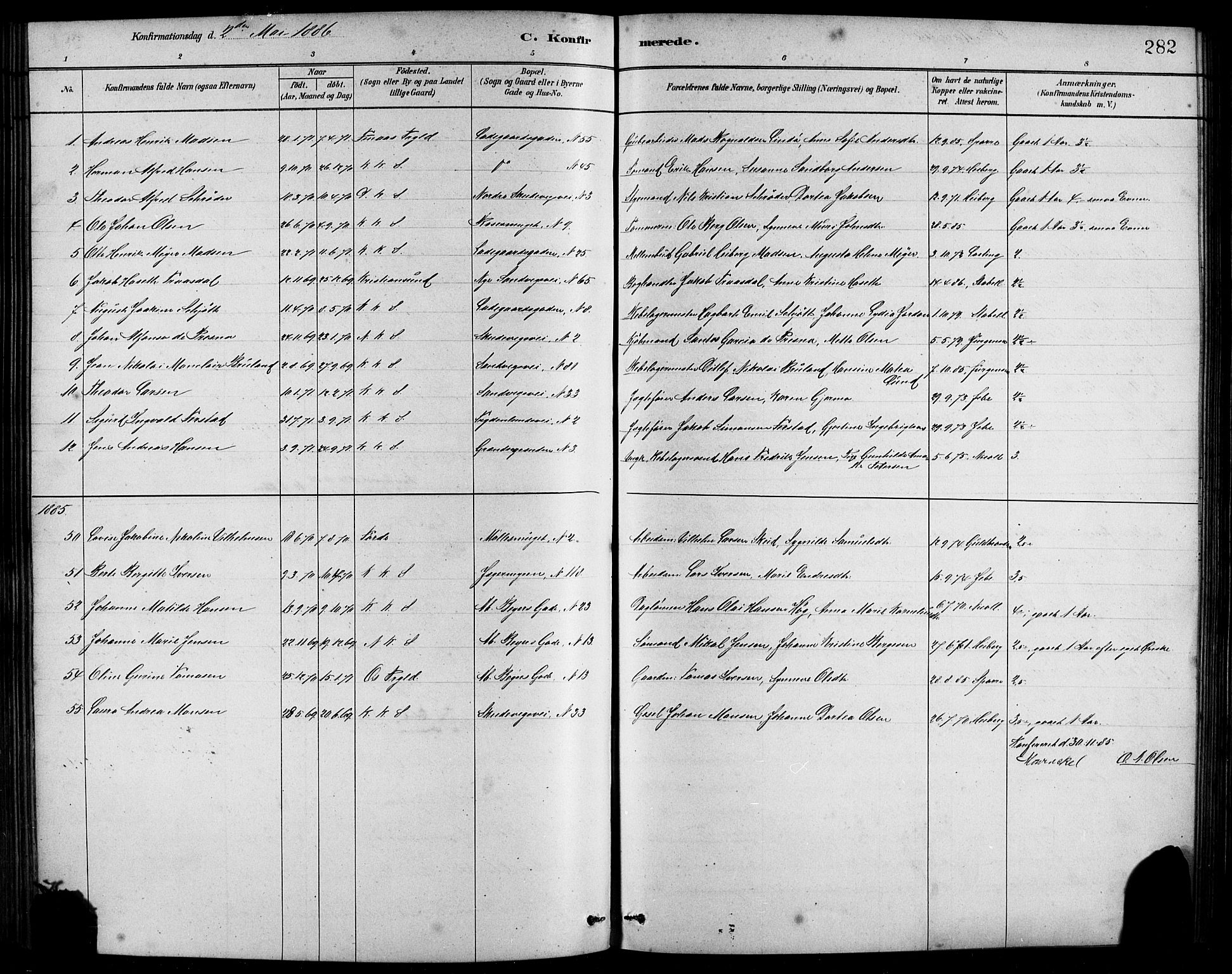Sandviken Sokneprestembete, SAB/A-77601/H/Hb/L0001: Parish register (copy) no. A 2, 1879-1892, p. 282