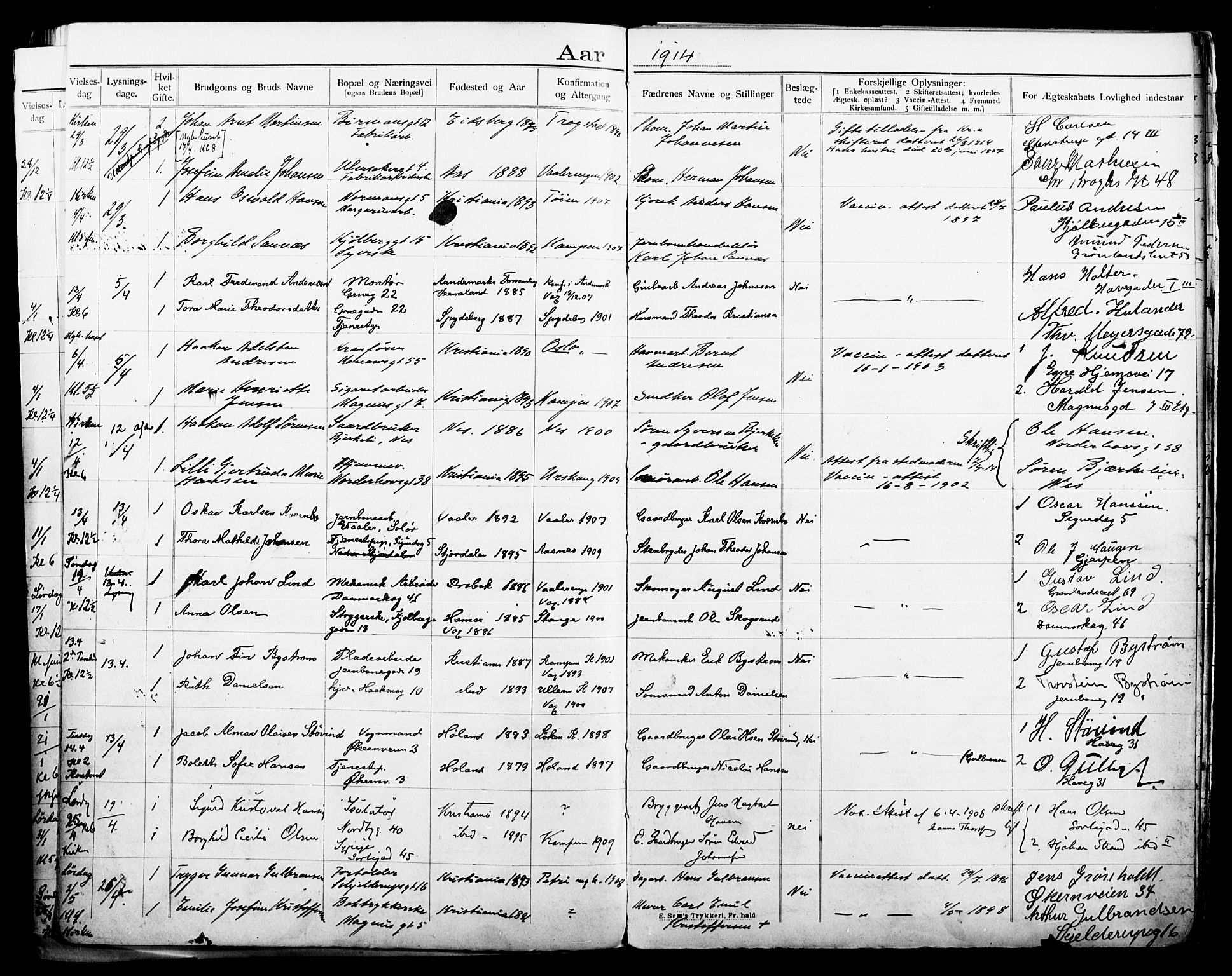Kampen prestekontor Kirkebøker, SAO/A-10853/H/Ha/L0003: Banns register no. 3, 1907-1917
