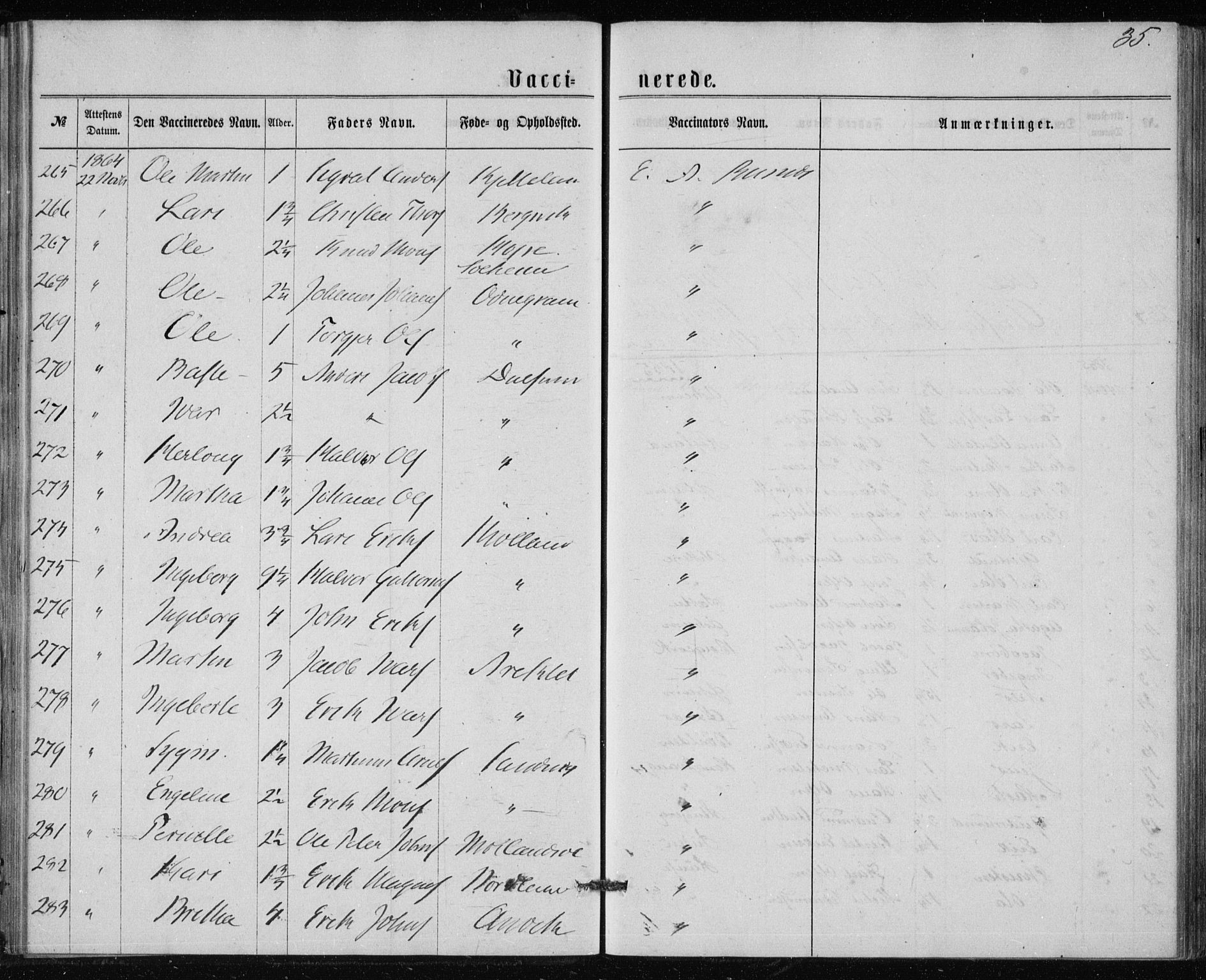 Lindås Sokneprestembete, AV/SAB-A-76701/H/Haa/Haaa/L0017: Parish register (official) no. A 17, 1874-1877, p. 35