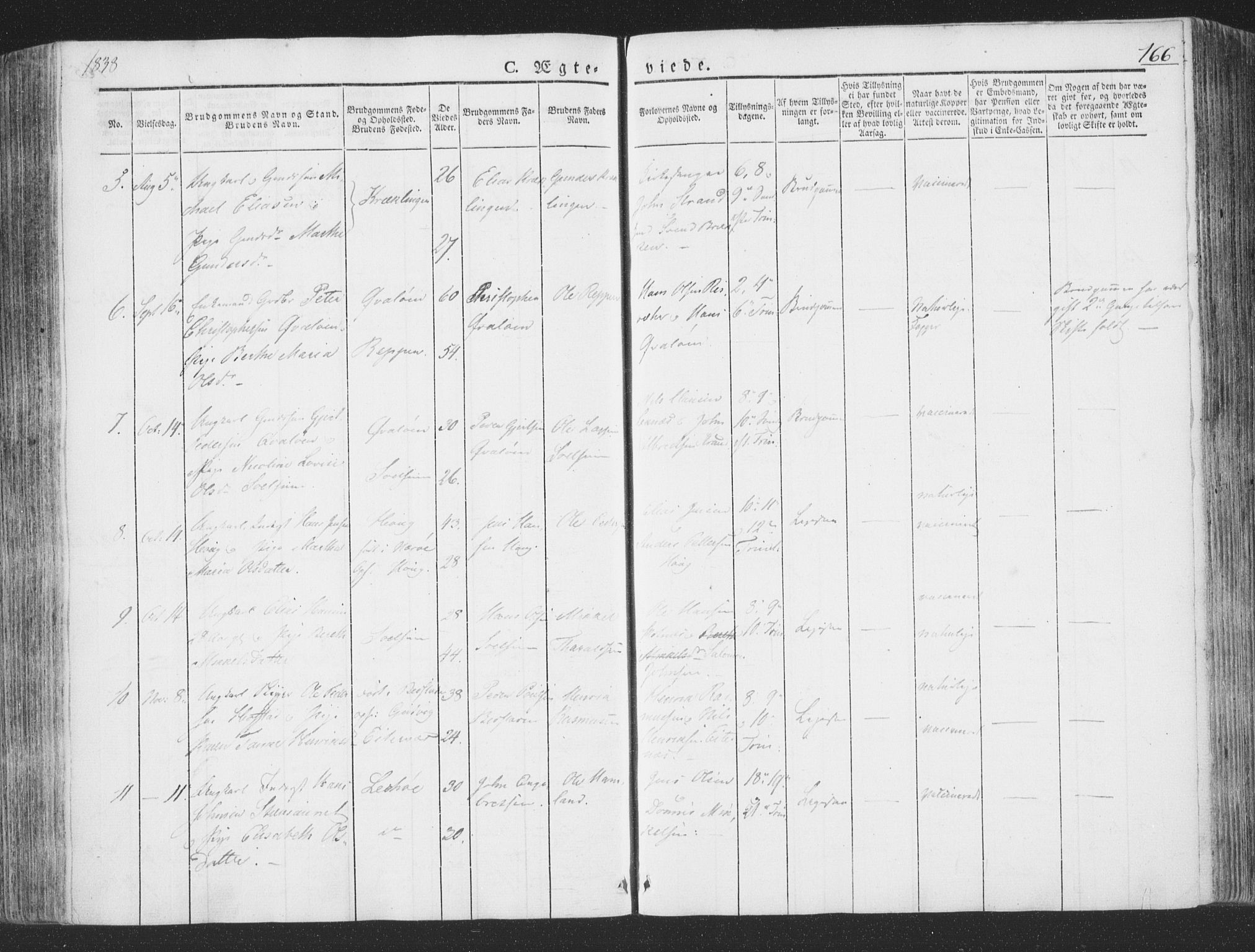 Ministerialprotokoller, klokkerbøker og fødselsregistre - Nord-Trøndelag, SAT/A-1458/780/L0639: Parish register (official) no. 780A04, 1830-1844, p. 166