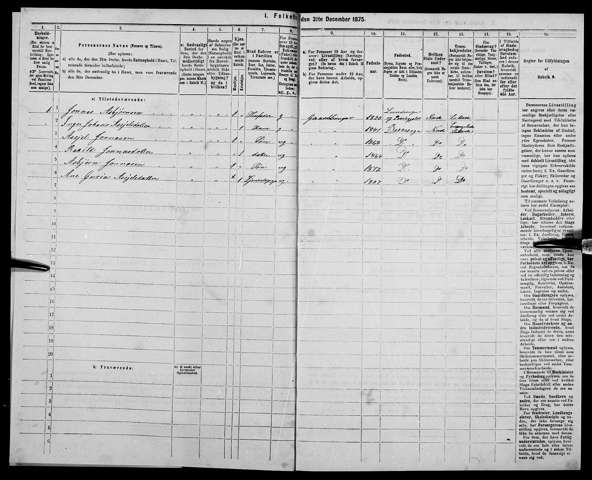 SAK, 1875 census for 1045P Bakke, 1875, p. 57