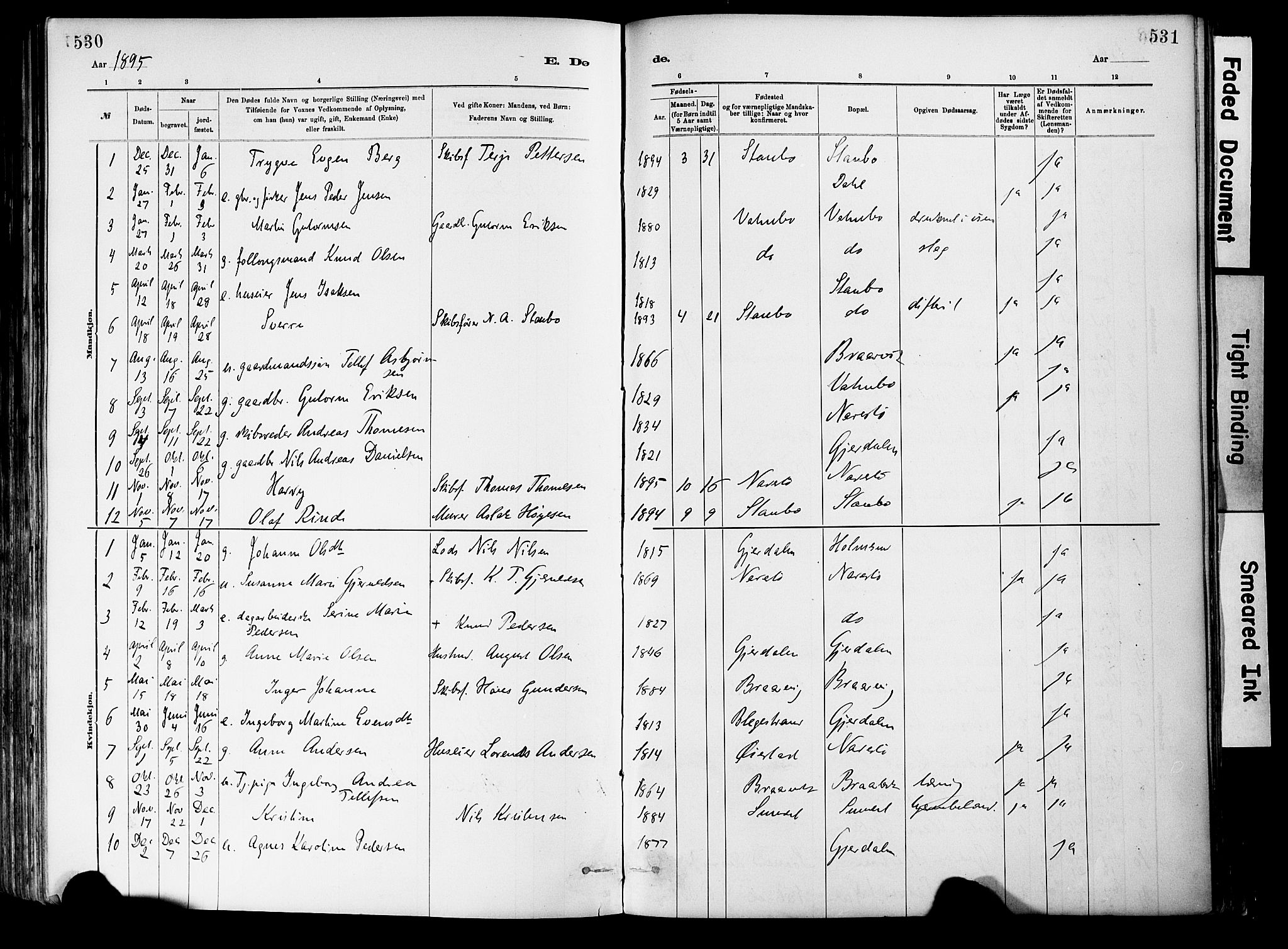 Dypvåg sokneprestkontor, SAK/1111-0007/F/Fa/Fab/L0001: Parish register (official) no. A 1, 1885-1912, p. 530-531