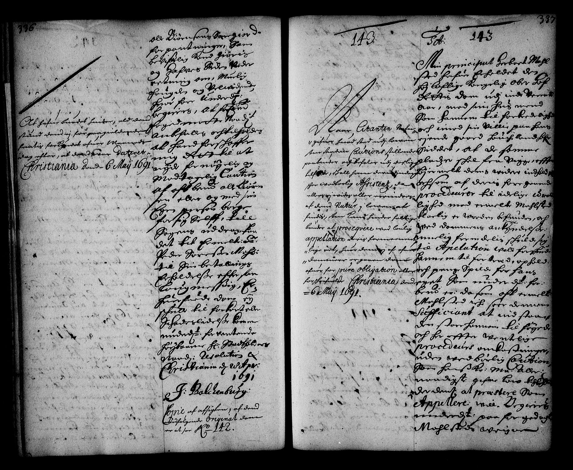 Stattholderembetet 1572-1771, RA/EA-2870/Ae/L0008: Supplikasjons- og resolusjonsprotokoll, 1691, p. 336-337