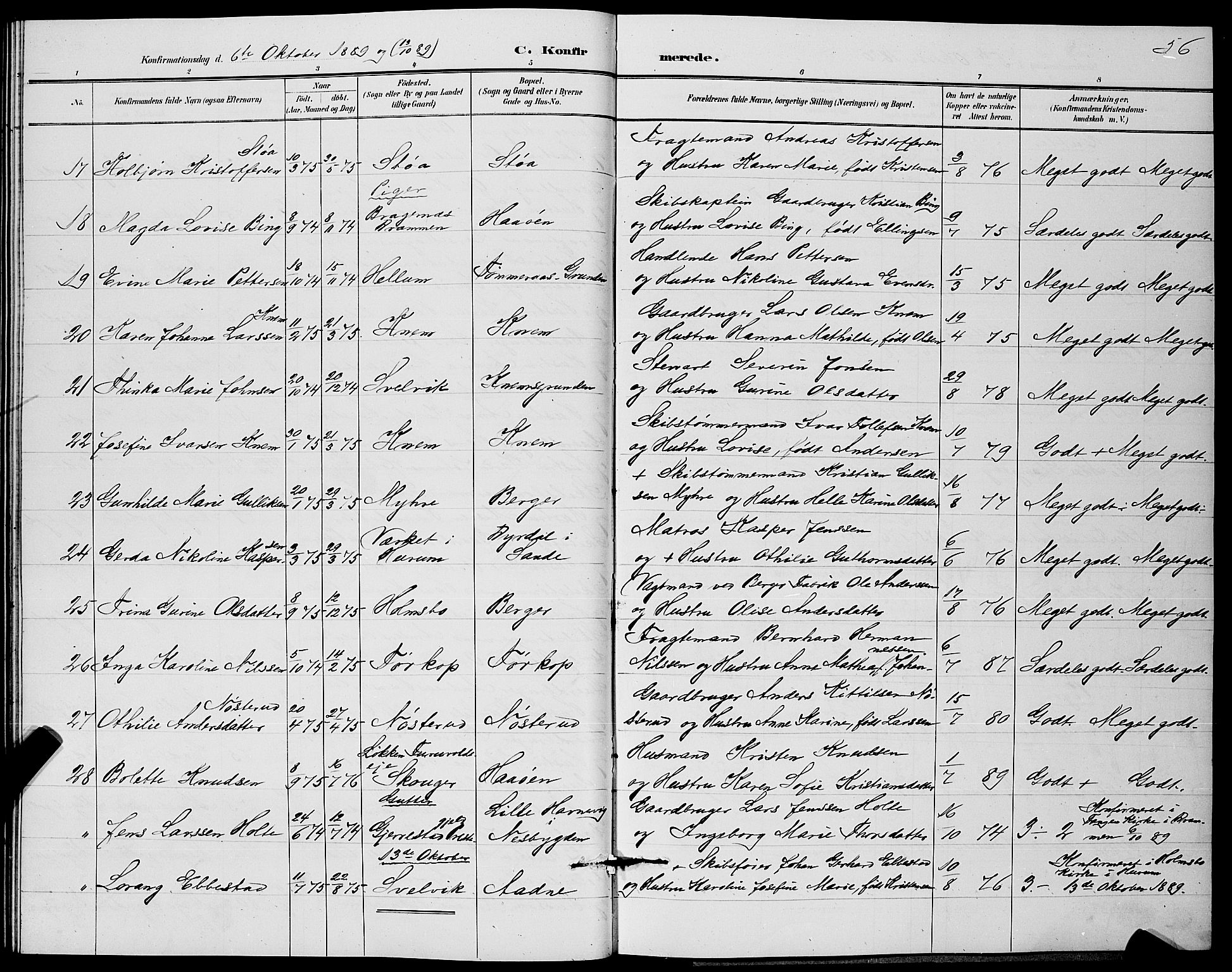 Strømm kirkebøker, SAKO/A-322/G/Ga/L0003: Parish register (copy) no. I 3, 1889-1896, p. 56