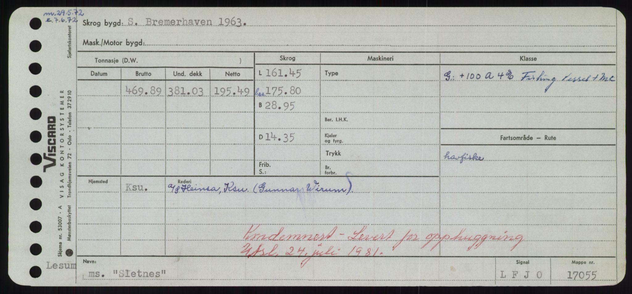 Sjøfartsdirektoratet med forløpere, Skipsmålingen, RA/S-1627/H/Hd/L0034: Fartøy, Sk-Slå, p. 433