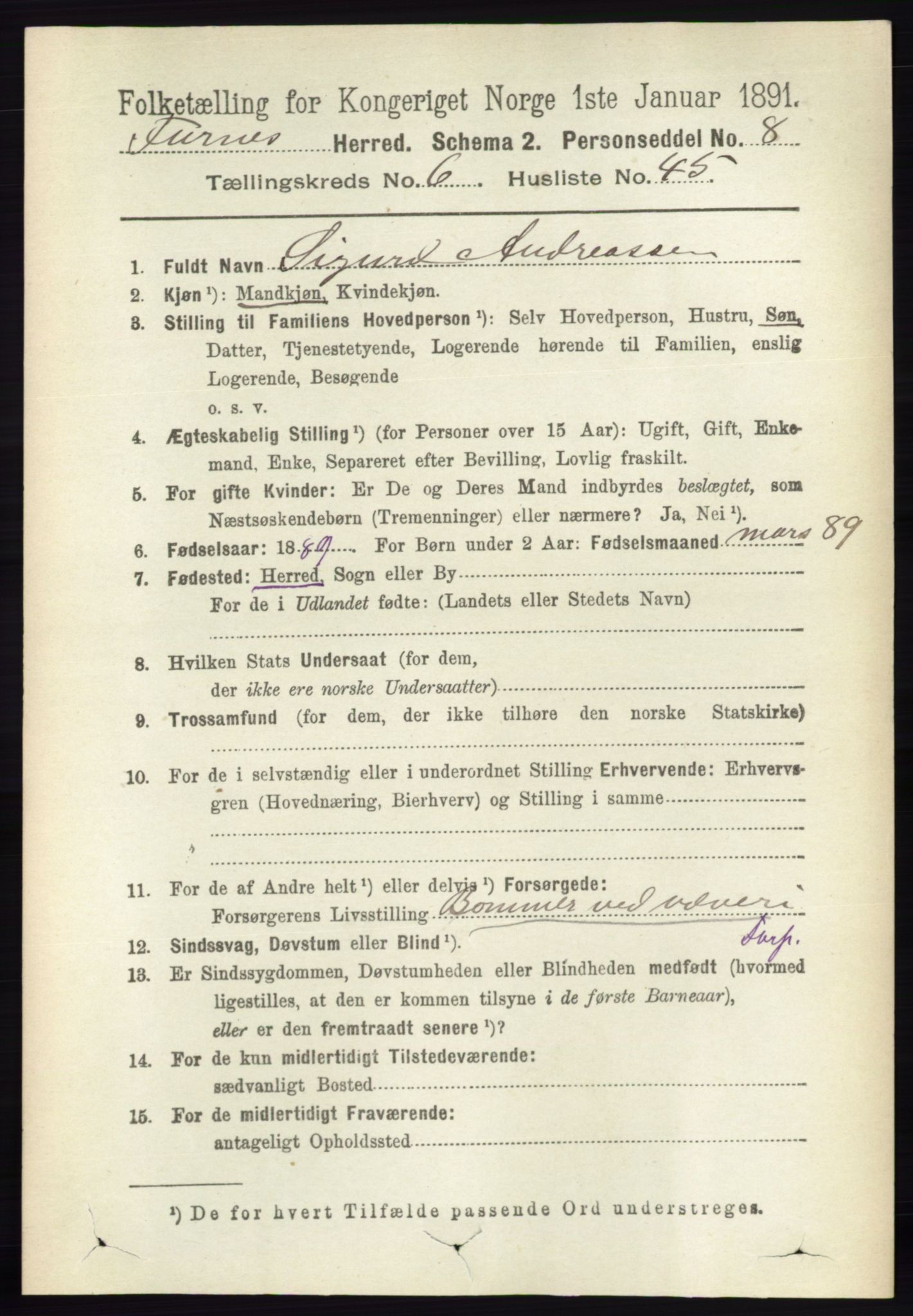 RA, Census 1891 for 0413 Furnes herred, 1891, p. 4336