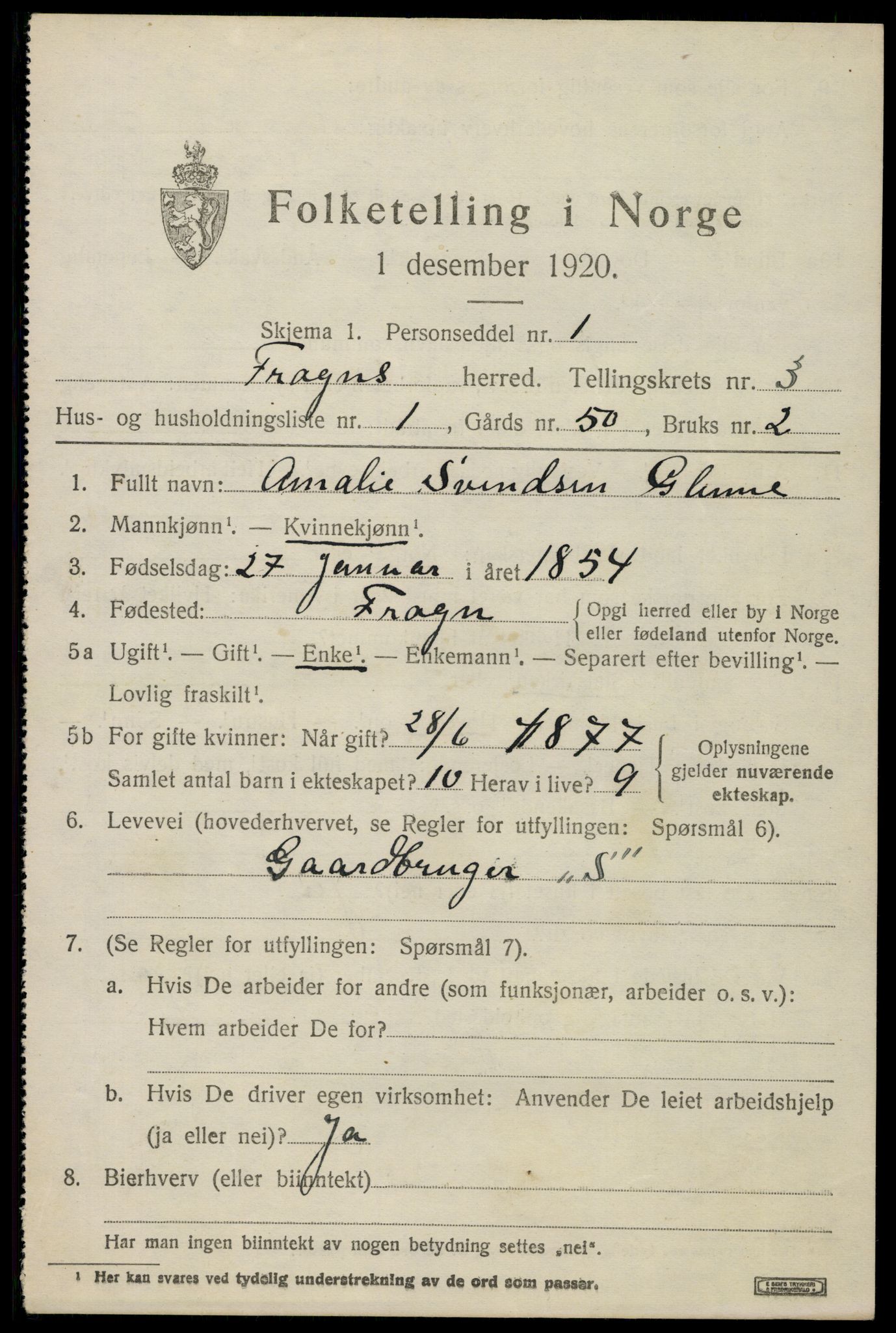 SAO, 1920 census for Frogn, 1920, p. 4455